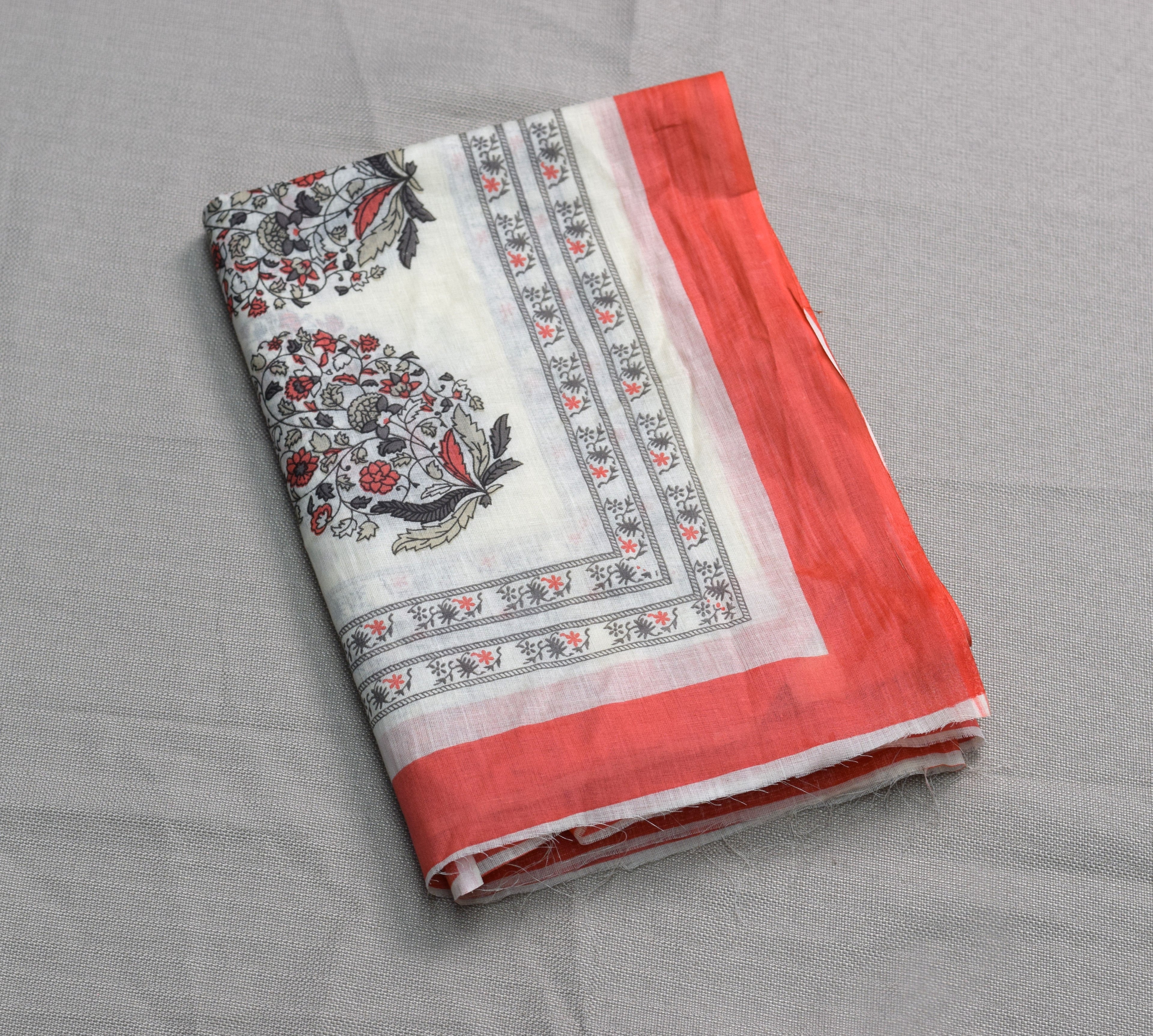 Ivory Bloom Soft Cotton Dress Material Set with Floral Print & Dupatta