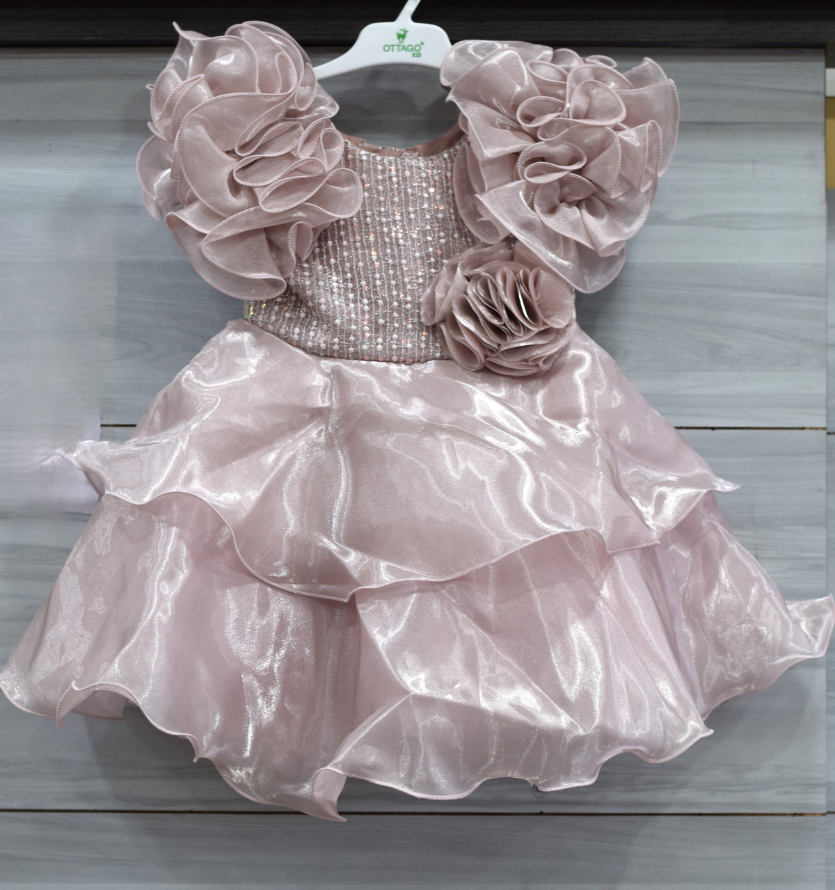 Baby Girls Pink Fancy Frock – Elegant Party Wear Dress