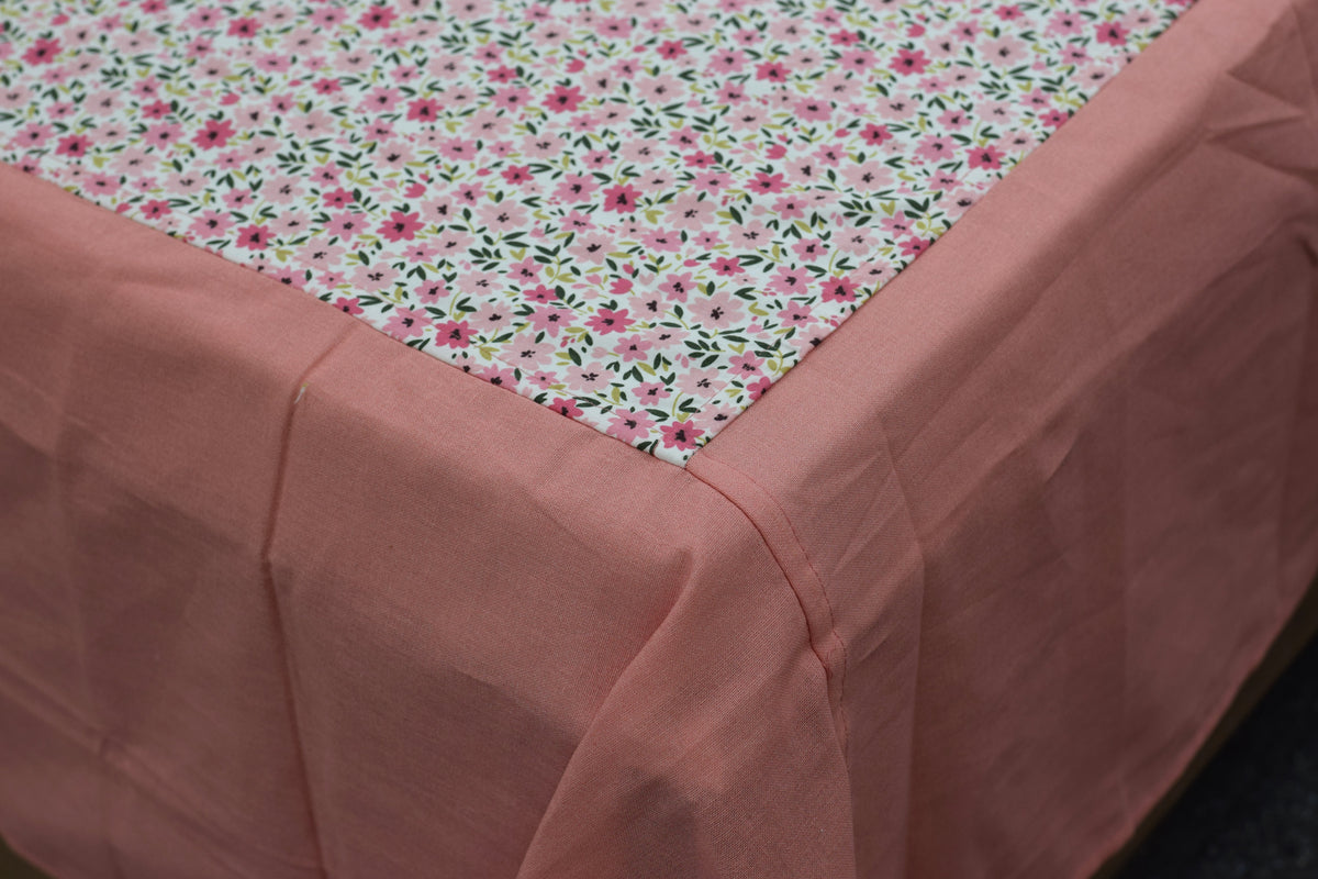 queen Size Floral Print Bedspread – Elegant Pink & White Bedding Set