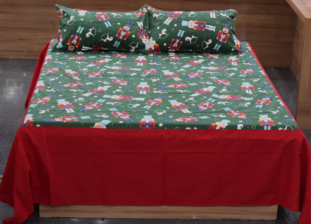 King Size Christmas Nutcracker Printed Bedspread – 100×110 Inches