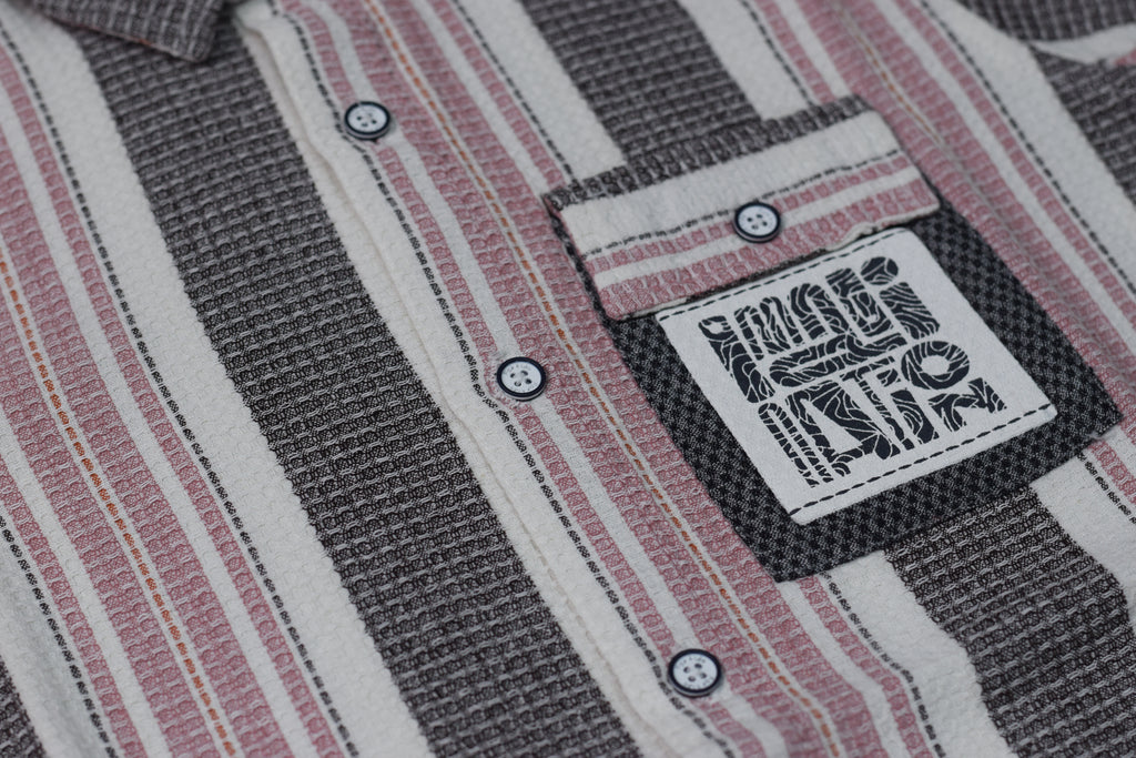 Kids Full Sleeve Striped Cotton Shirt – Pink, White & Charcoal Grey Casual Button-Down Shirt