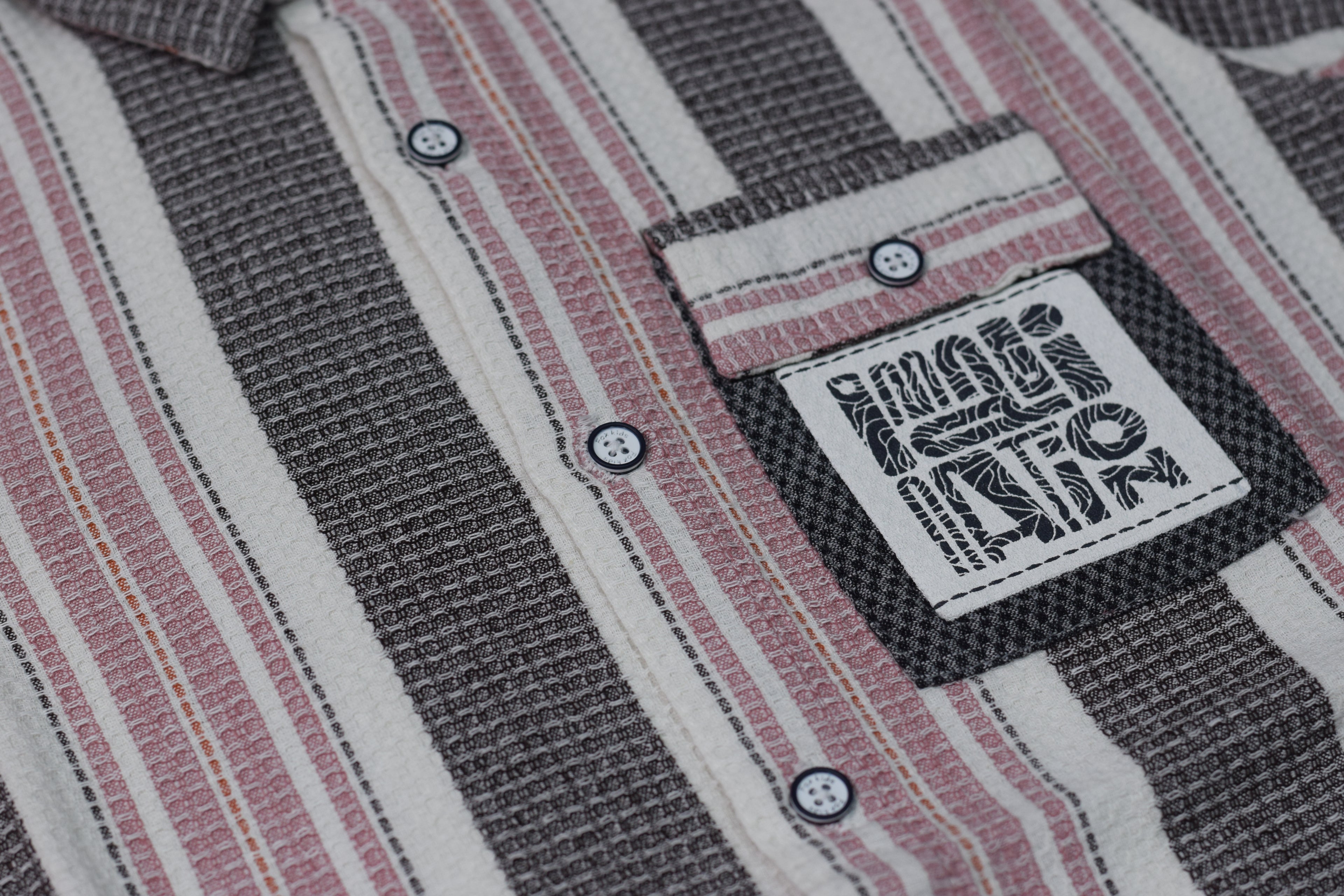 Kids Full Sleeve Striped Cotton Shirt – Pink, White & Charcoal Grey Casual Button-Down Shirt