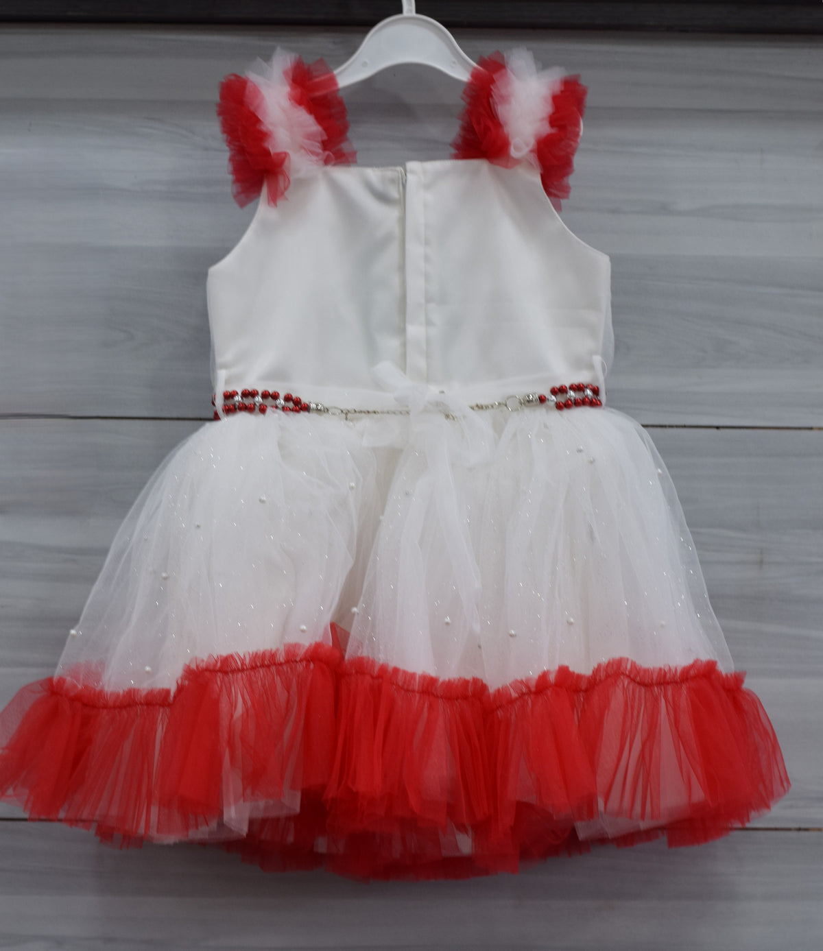 Baby Girls Red & White Fancy Frock – Beautiful Party Wear Dress