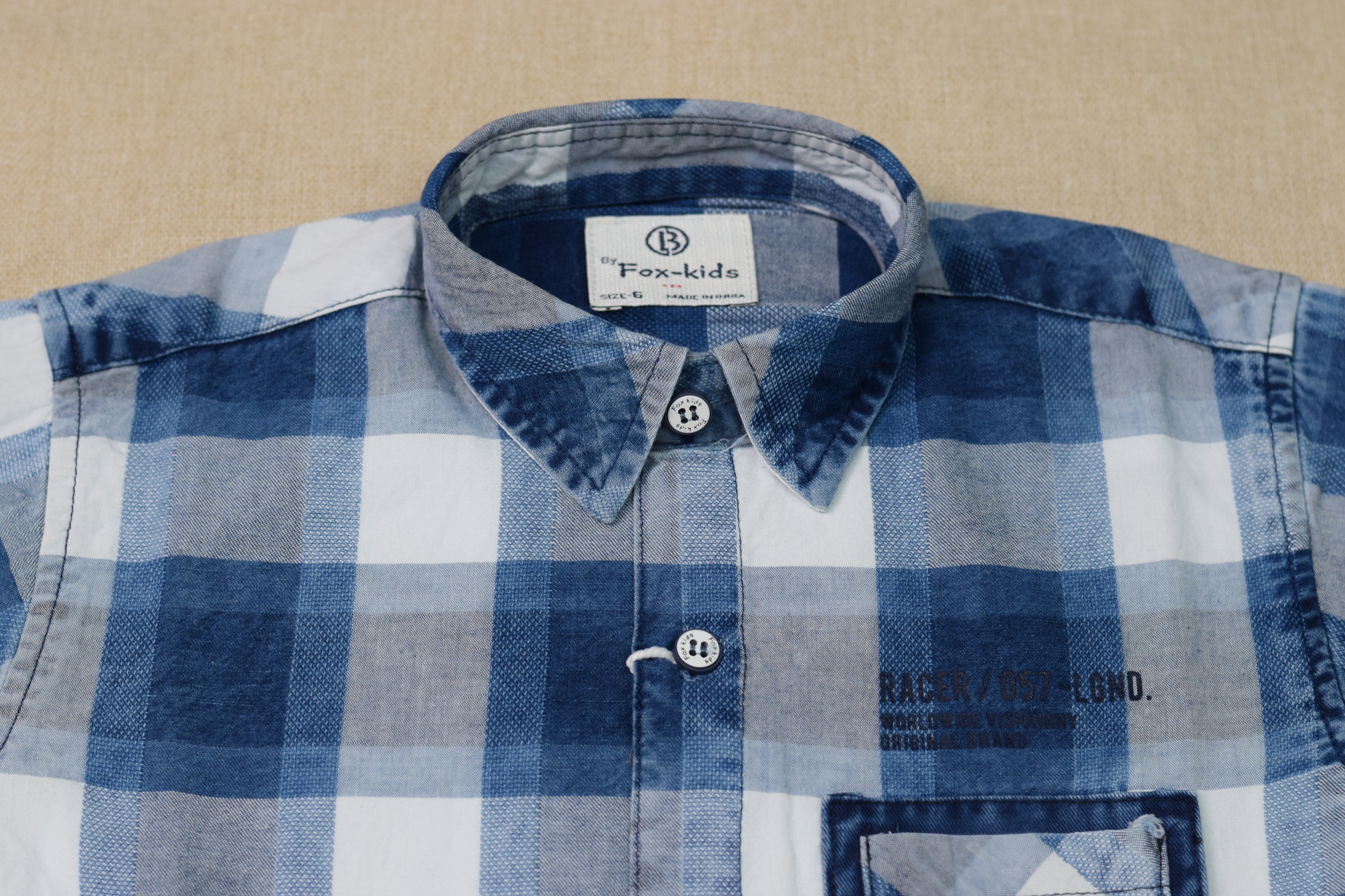 Kids Blue Checked Full Sleeve Cotton Shirt