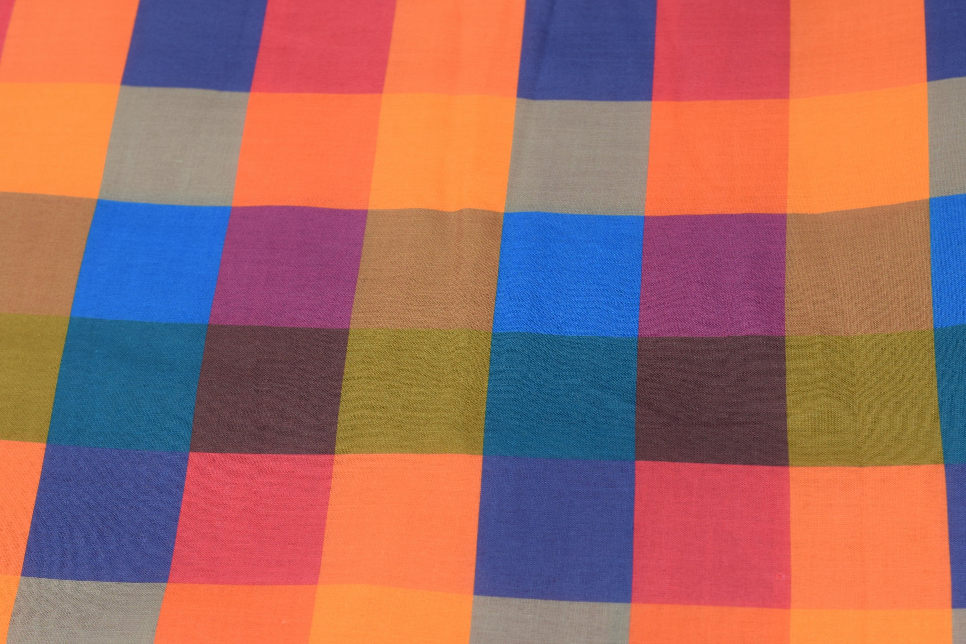 Madras Check Semi Linen Running Material – 44 Inch Width | Unstitched Fabric for Ladies, Men's & Kids Wear