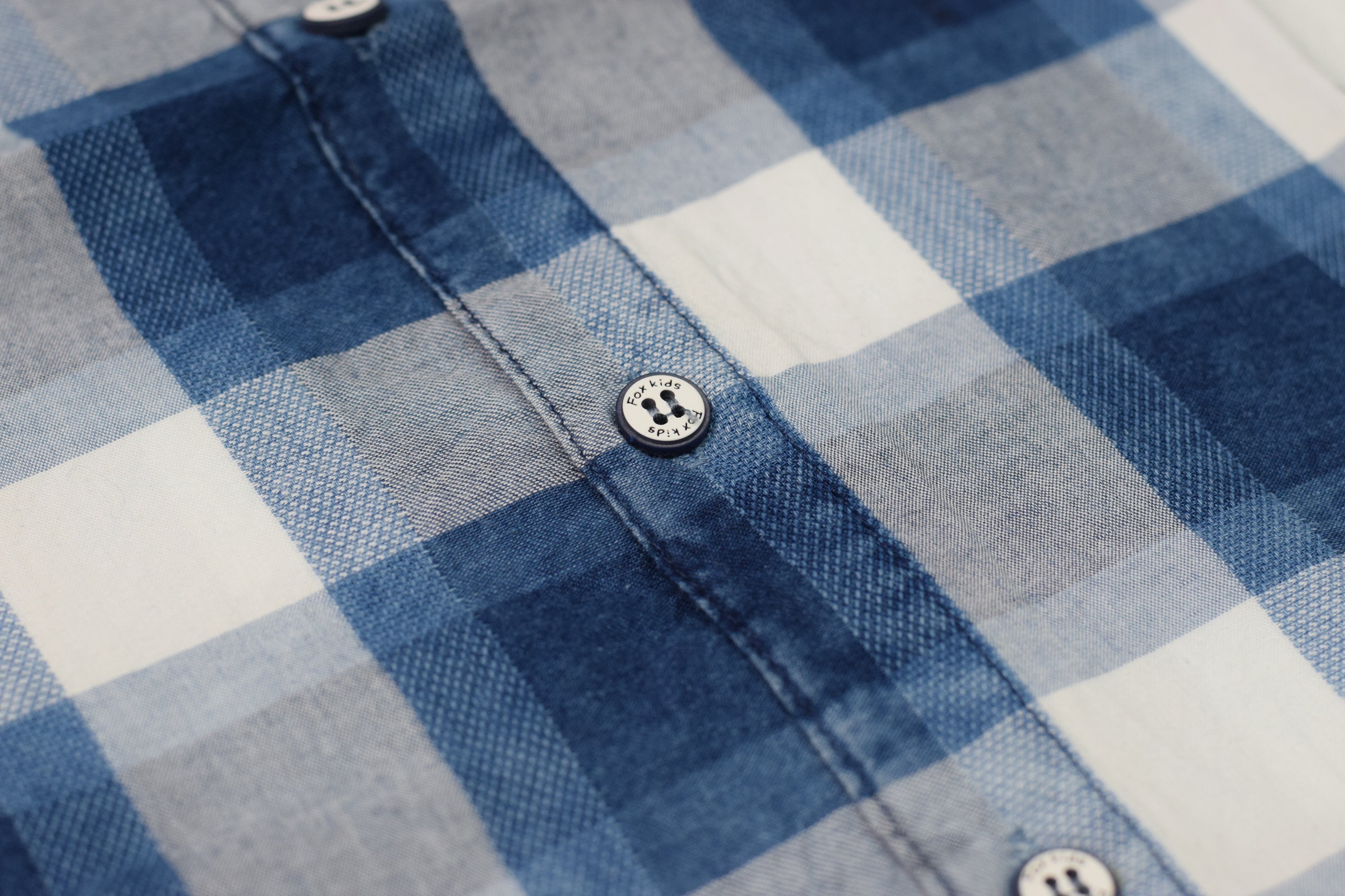 Kids Blue Checked Full Sleeve Cotton Shirt