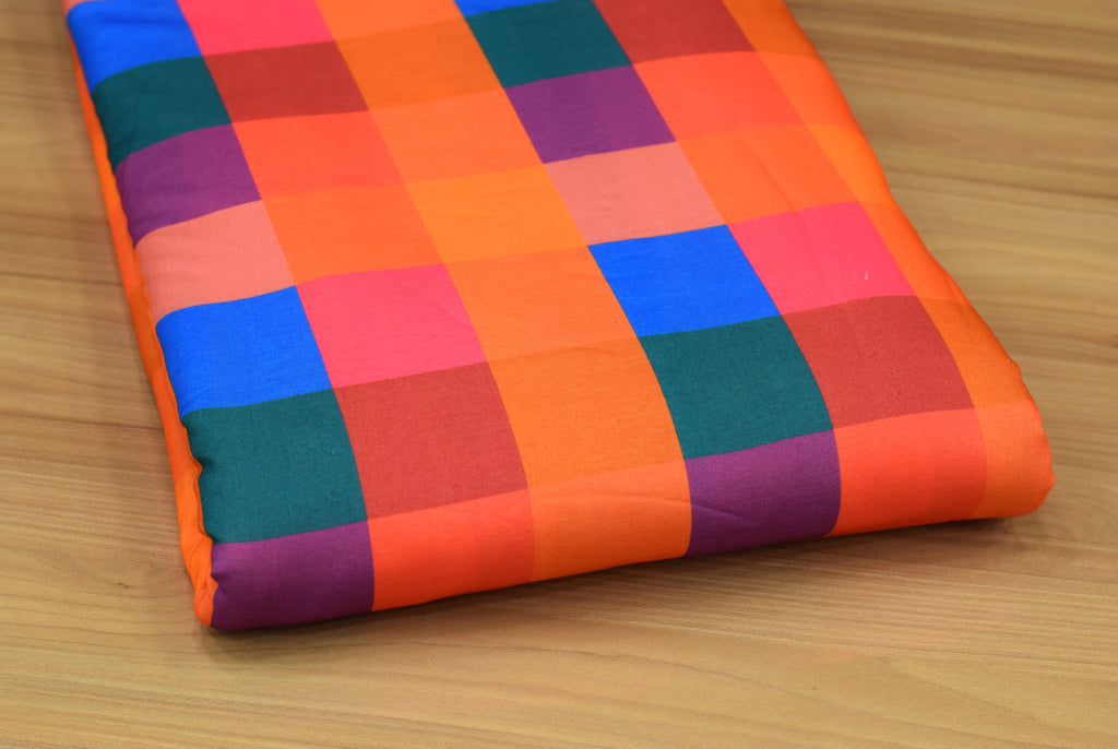Semi Linen Madras Check Running Material – 44 Inch Width | Multicolor Checks Fabric for Ladies, Men's & Kids Wear