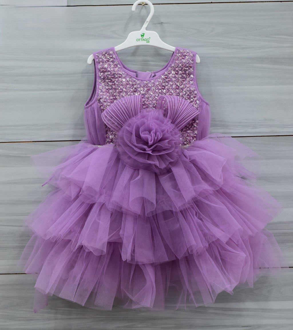 Fancy Baby Girl Frock with Sequin Embellishments and Layered Tulle Skirt