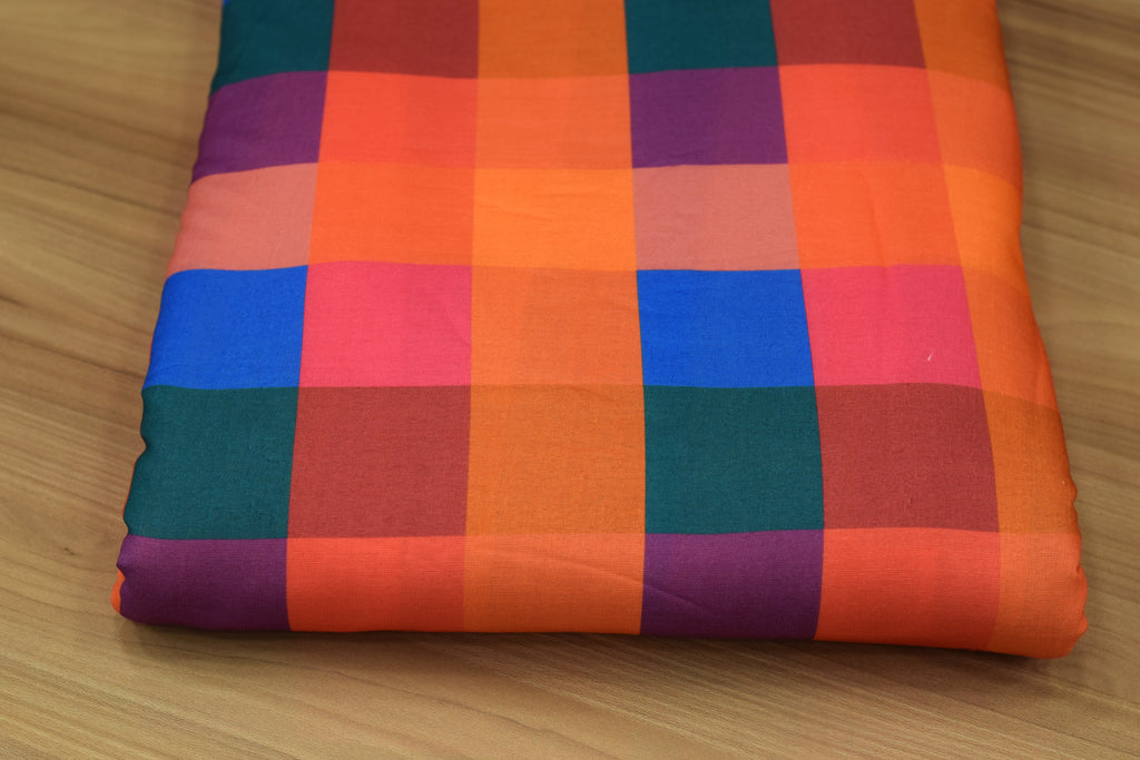 Semi Linen Madras Check Running Material – 44 Inch Width | Multicolor Checks Fabric for Ladies, Men's & Kids Wear