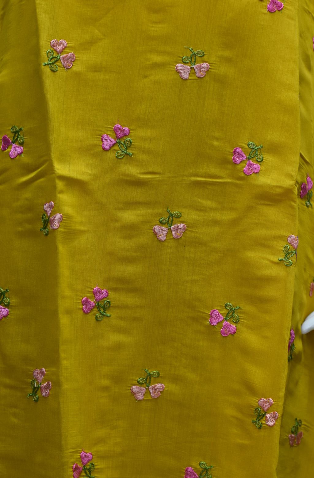 Mustard Yellow Embroidered Women's A-Line mul chandari Top | Floral Embroidery | V-Neck Casual Kurti Top