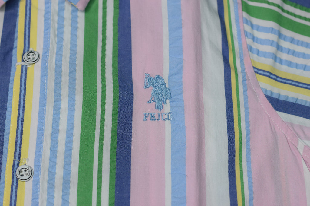 Kids Full Sleeve Cotton Striped Shirt – Pink Multi-Color Casual Button-Down Shirt for Boys