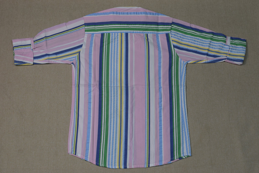 Kids Full Sleeve Cotton Striped Shirt – Pink Multi-Color Casual Button-Down Shirt for Boys