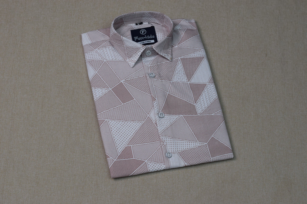 Kids Full Sleeve Geometric Print Cotton Shirt – Light Pink & White Casual Wear