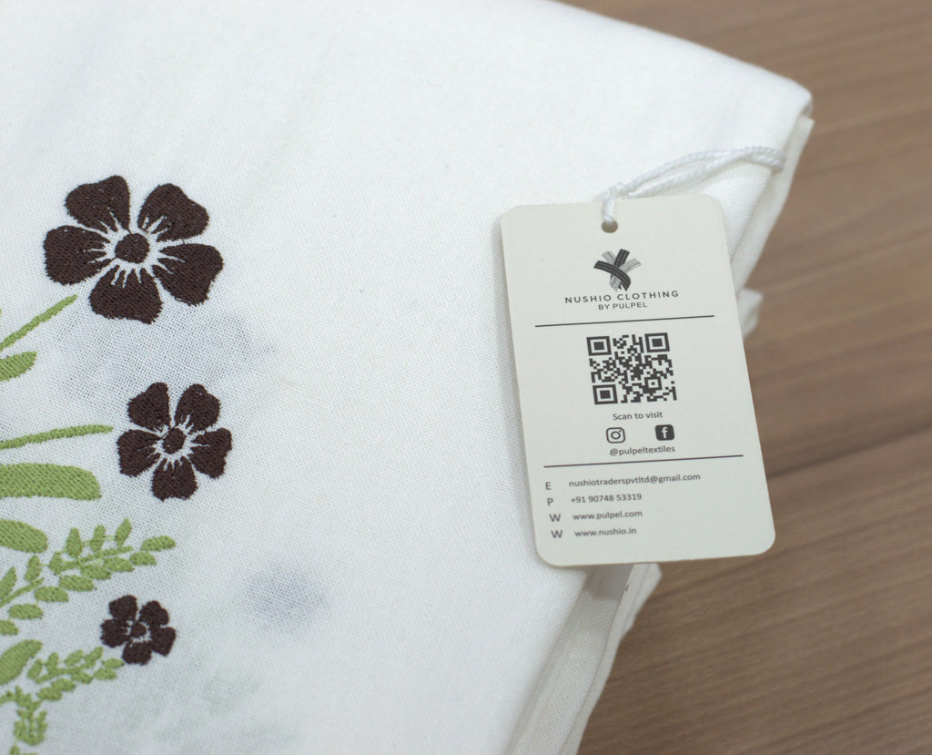 King Size White Cotton Bedspread with Floral Embroidery | 100 × 110 Inches