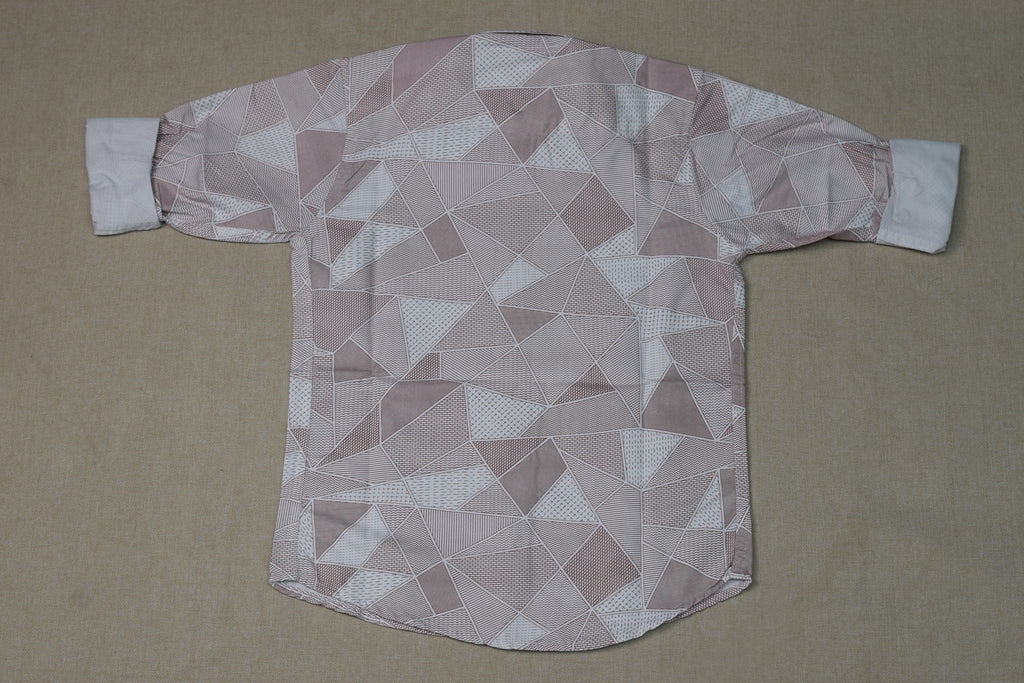 Kids Full Sleeve Geometric Print Cotton Shirt – Light Pink & White Casual Wear