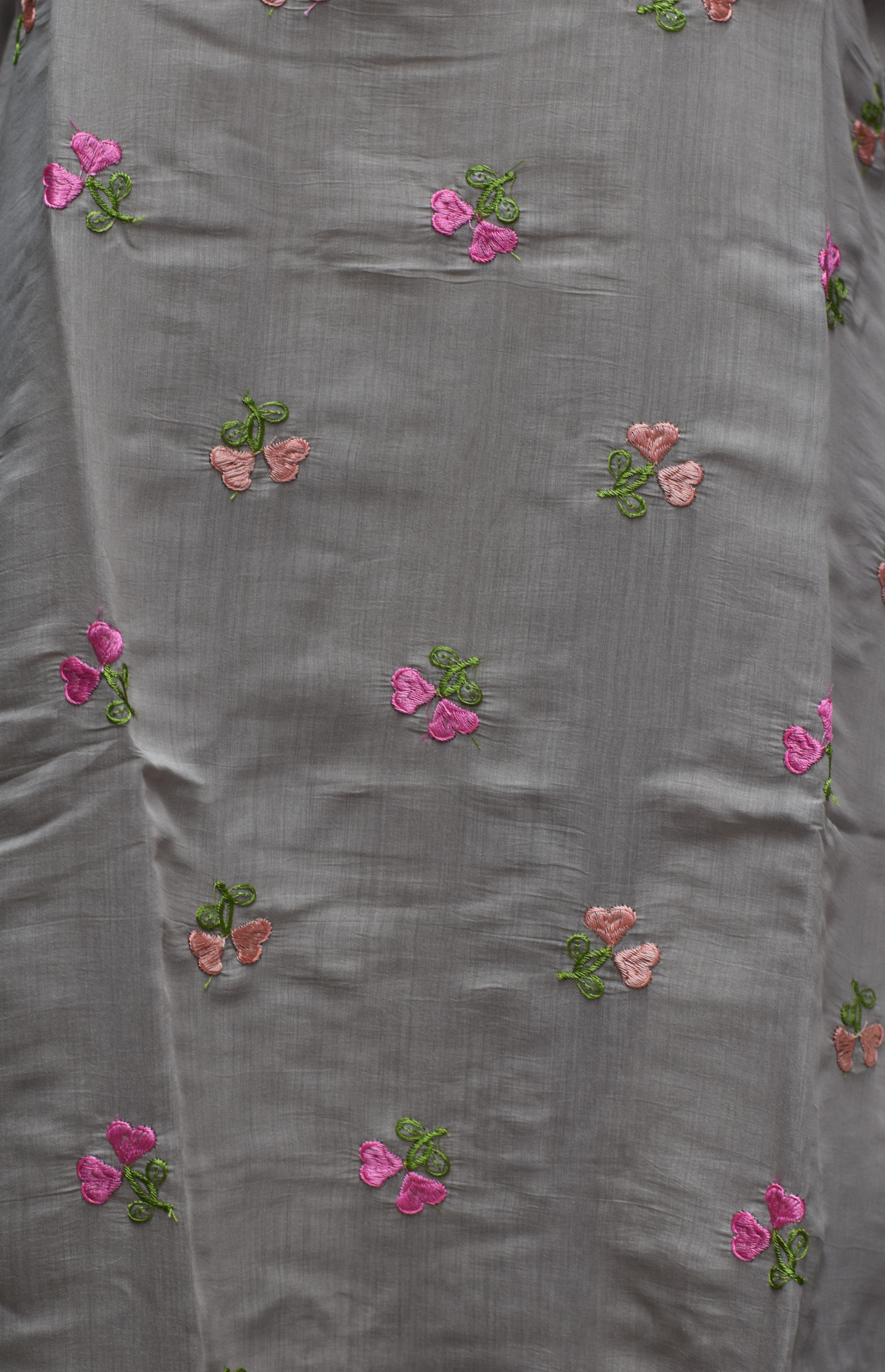 Mul Chandari Embroidered A-Line Ladies Top – Elegant Floral Embroidery | 3/4 Sleeve Kurti Top