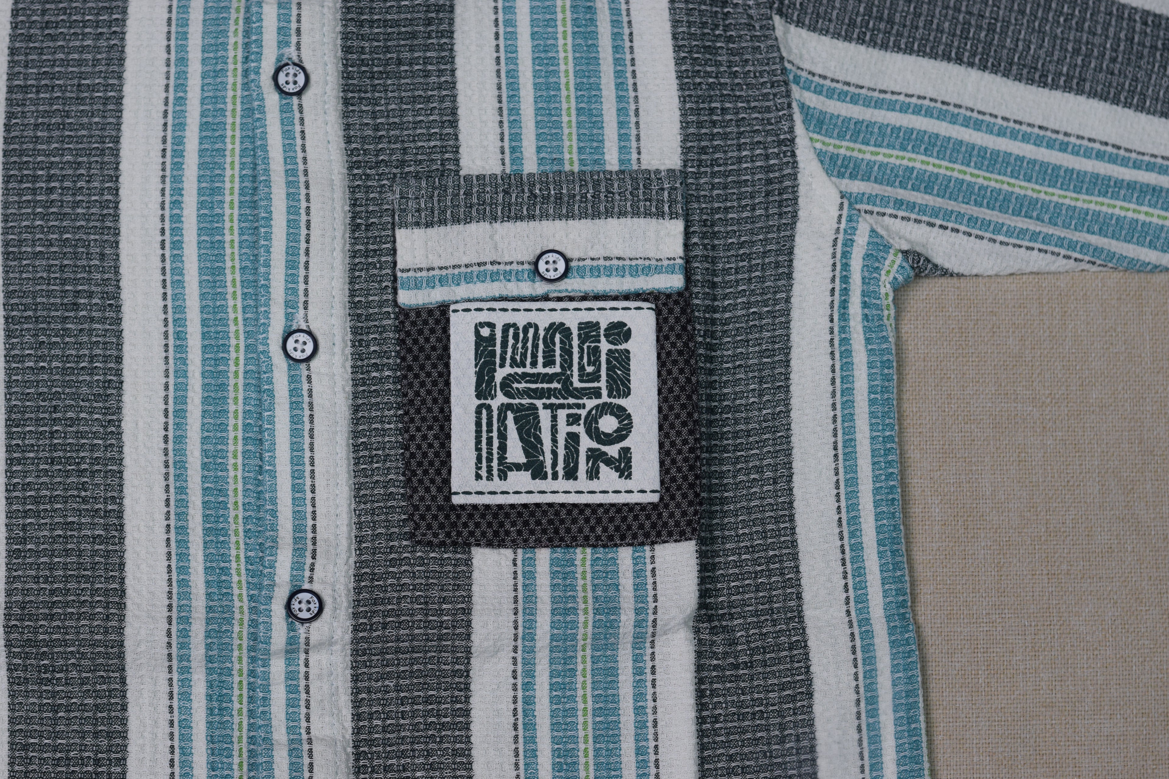 Kids Full Sleeve Vertical Stripe Casual Shirt – Grey, White & Aqua Blue