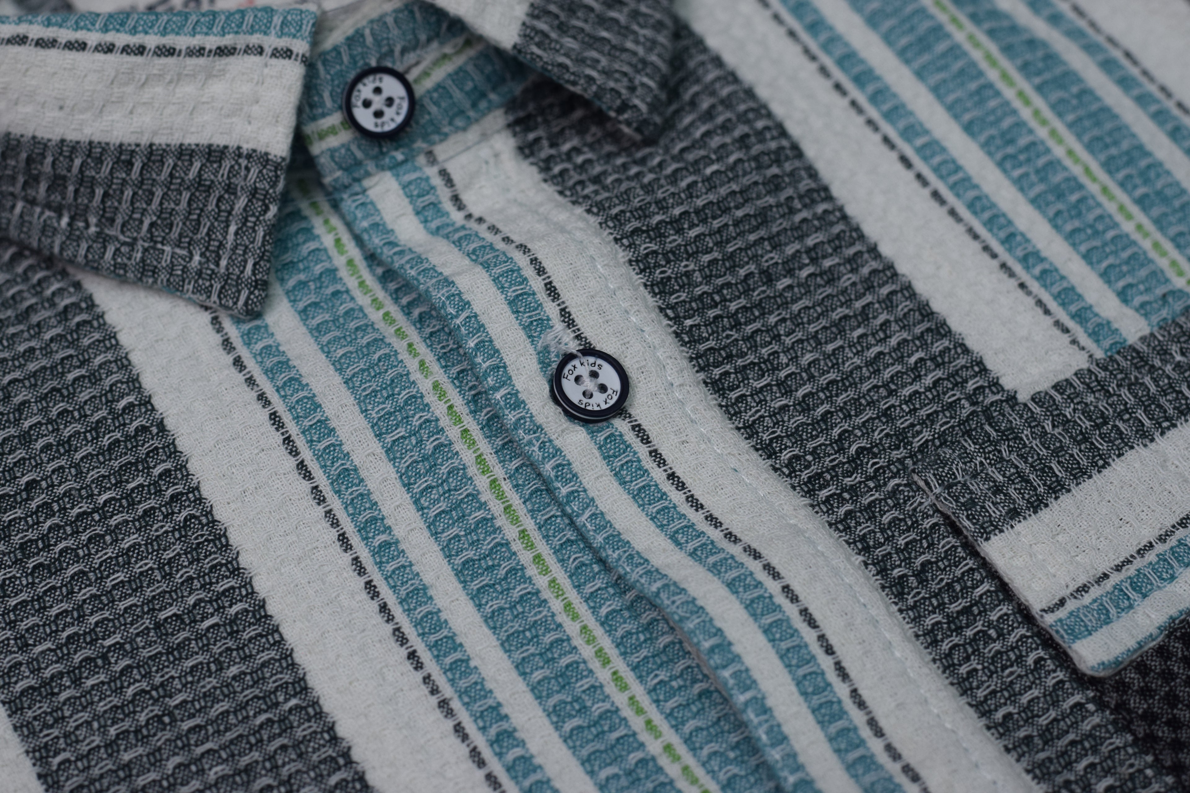 Kids Full Sleeve Vertical Stripe Casual Shirt – Grey, White & Aqua Blue