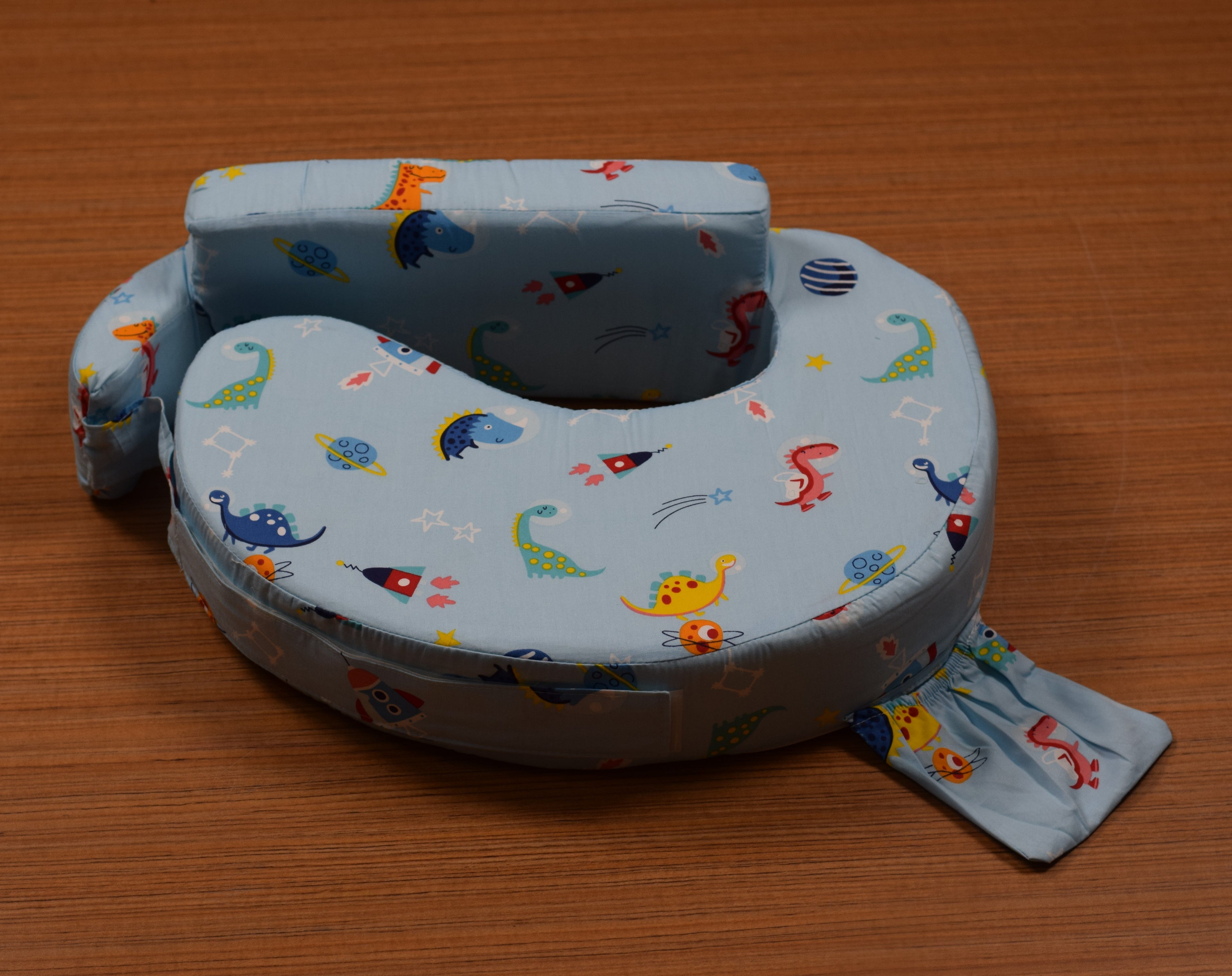 Soft Cotton Blend Baby Feeding Pillow with Removable Washable Cover | Ergonomic Nursing Support Pillow | Dinosaur Print | Newborn to Toddler