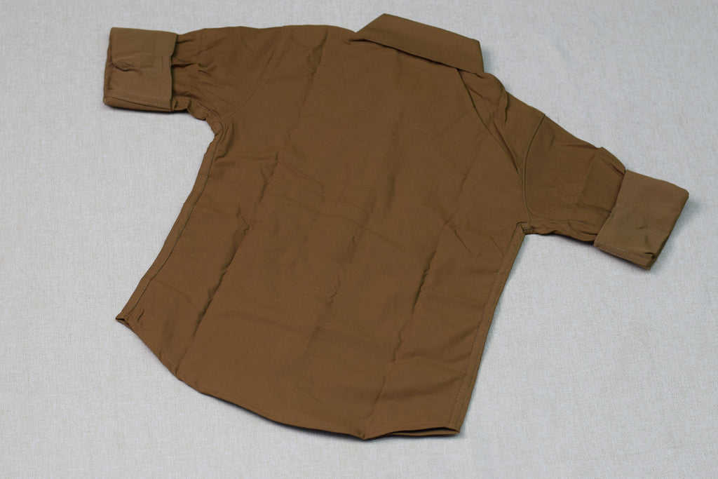 Kids Brown Floral Embroidered Full Sleeve Shirt