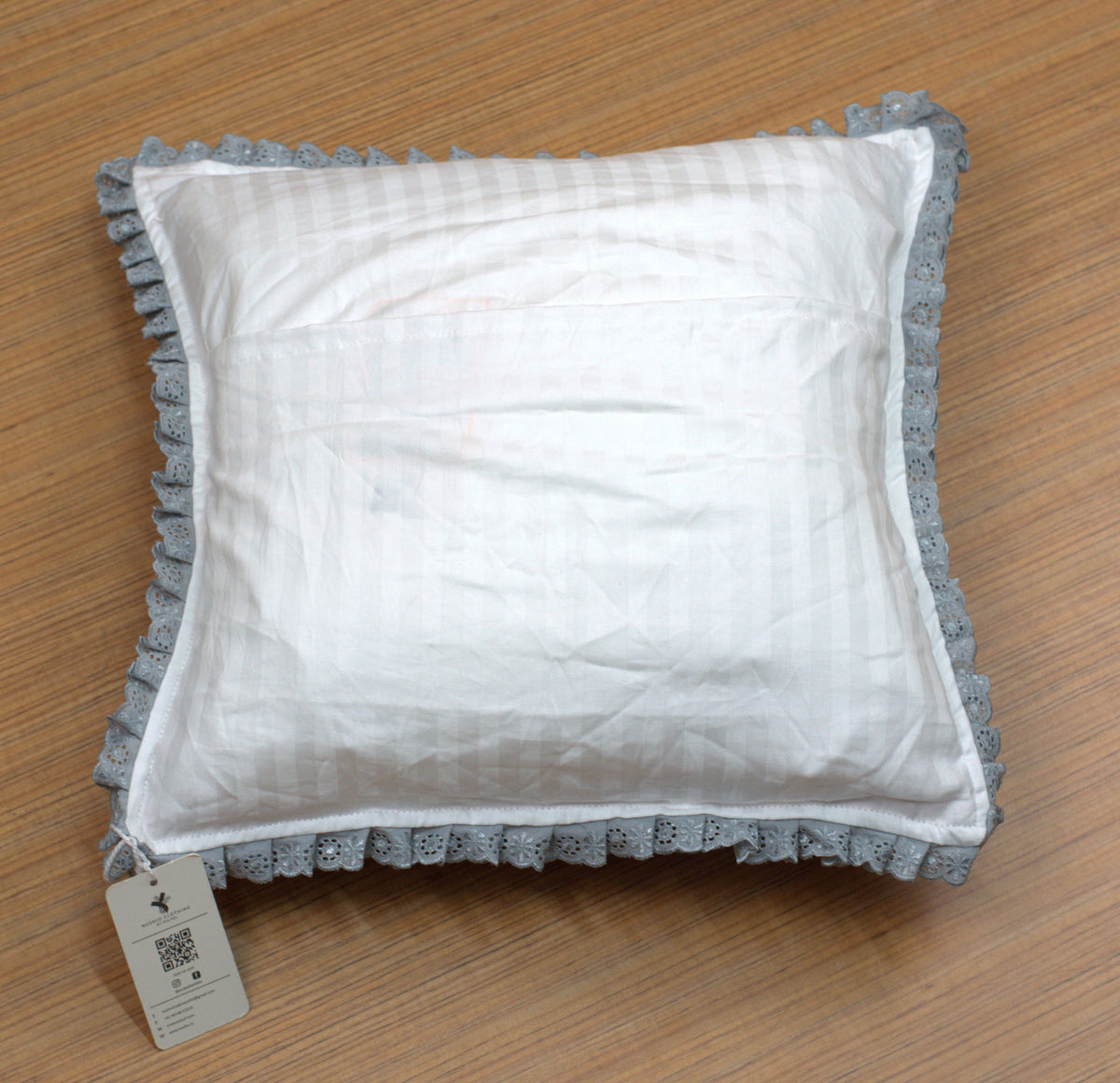 Christmas Gnome Printed Cushion Cover with Lace Border – 16×16 Inch