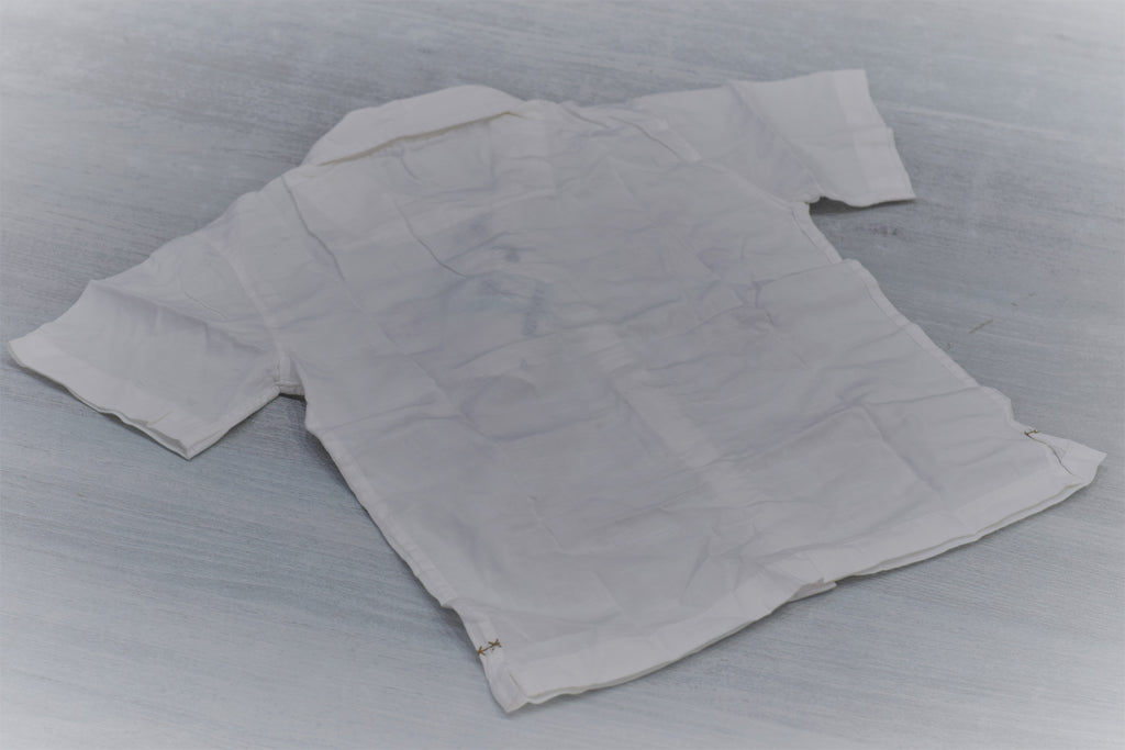 Boys Off-White Cuban Collar Shirt with Golden-Brown Motif Print