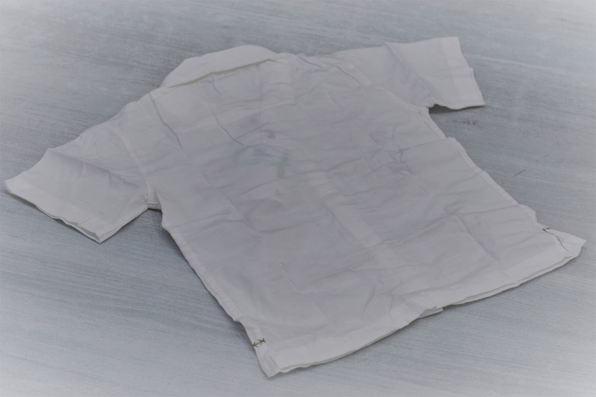Boys Off-White Cuban Collar Shirt with Golden-Brown Motif Print