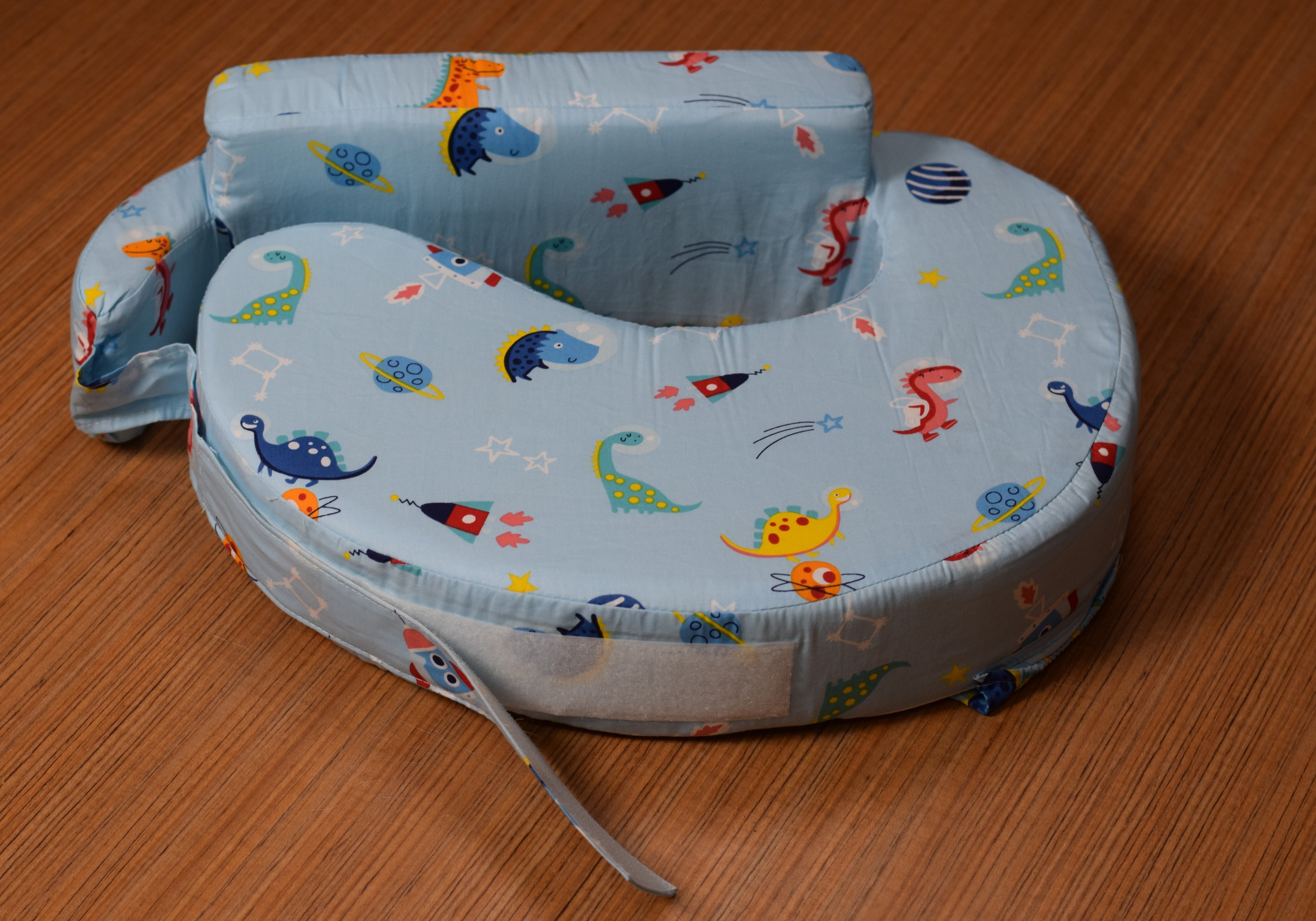 Soft Cotton Blend Baby Feeding Pillow with Removable Washable Cover | Ergonomic Nursing Support Pillow | Dinosaur Print | Newborn to Toddler