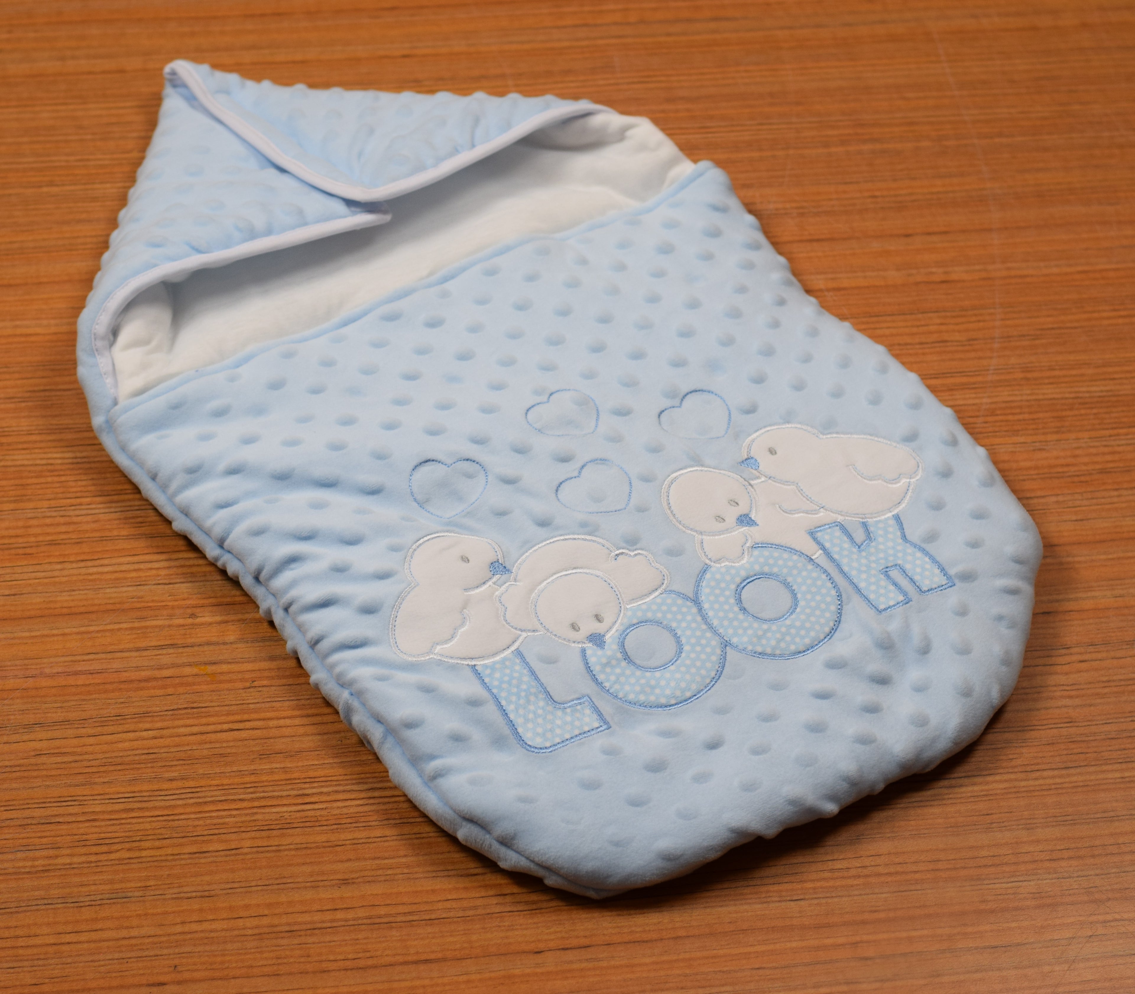 Ultra Soft Baby Blue Swaddle Blanket with Zipper & Velcro Fastening | Cozy Newborn Wrap Sleeping Bag