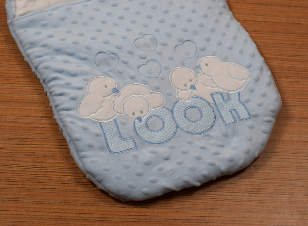Ultra Soft Baby Blue Swaddle Blanket with Zipper & Velcro Fastening | Cozy Newborn Wrap Sleeping Bag