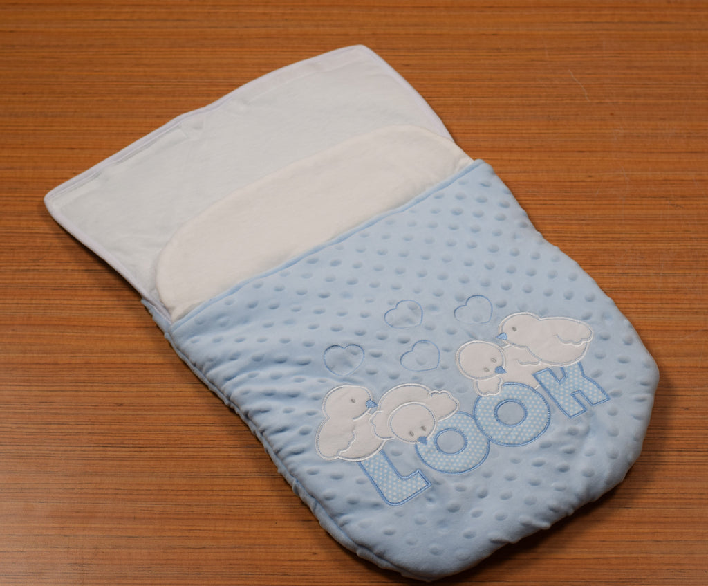 Ultra Soft Baby Blue Swaddle Blanket with Zipper & Velcro Fastening | Cozy Newborn Wrap Sleeping Bag
