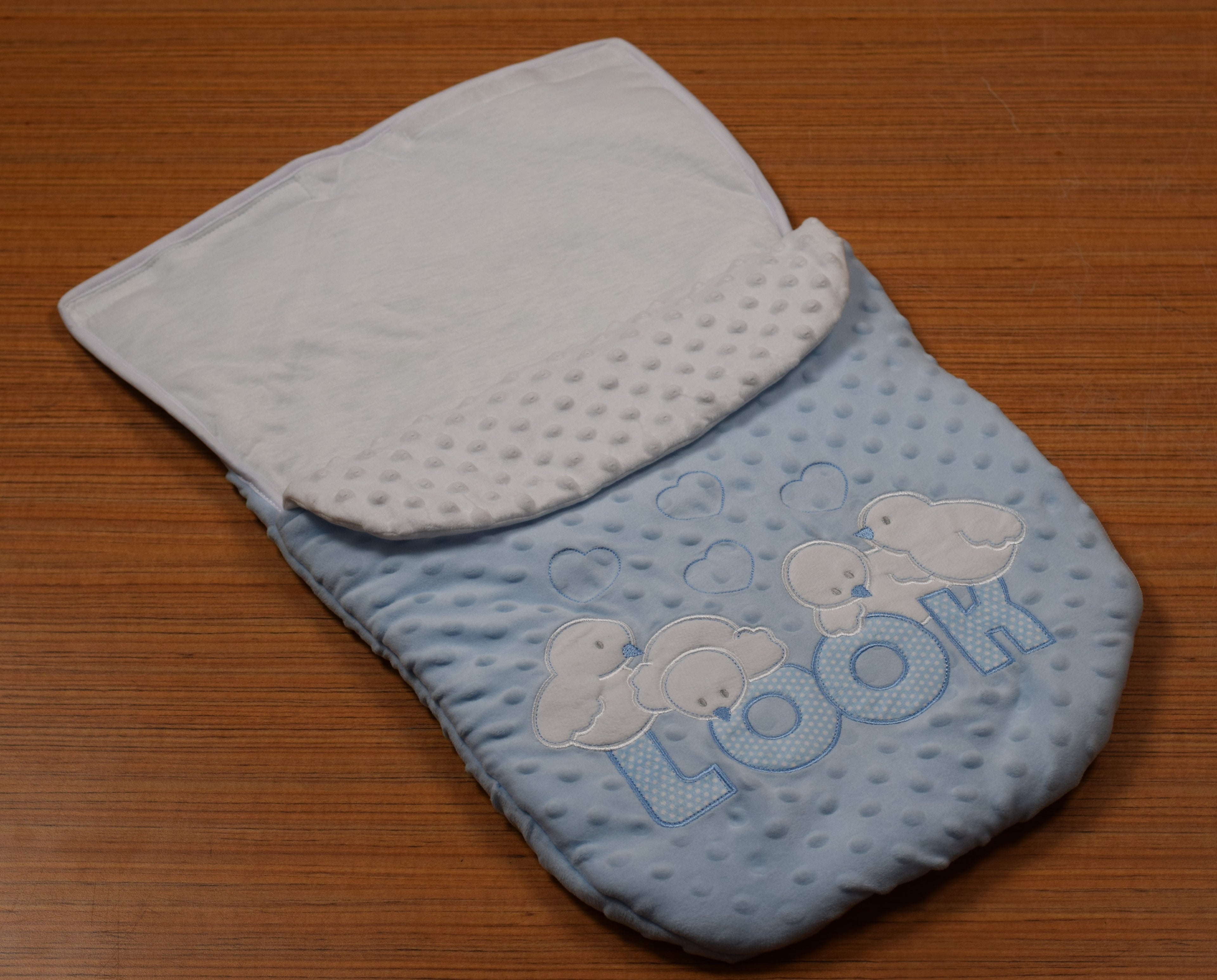 Ultra Soft Baby Blue Swaddle Blanket with Zipper & Velcro Fastening | Cozy Newborn Wrap Sleeping Bag
