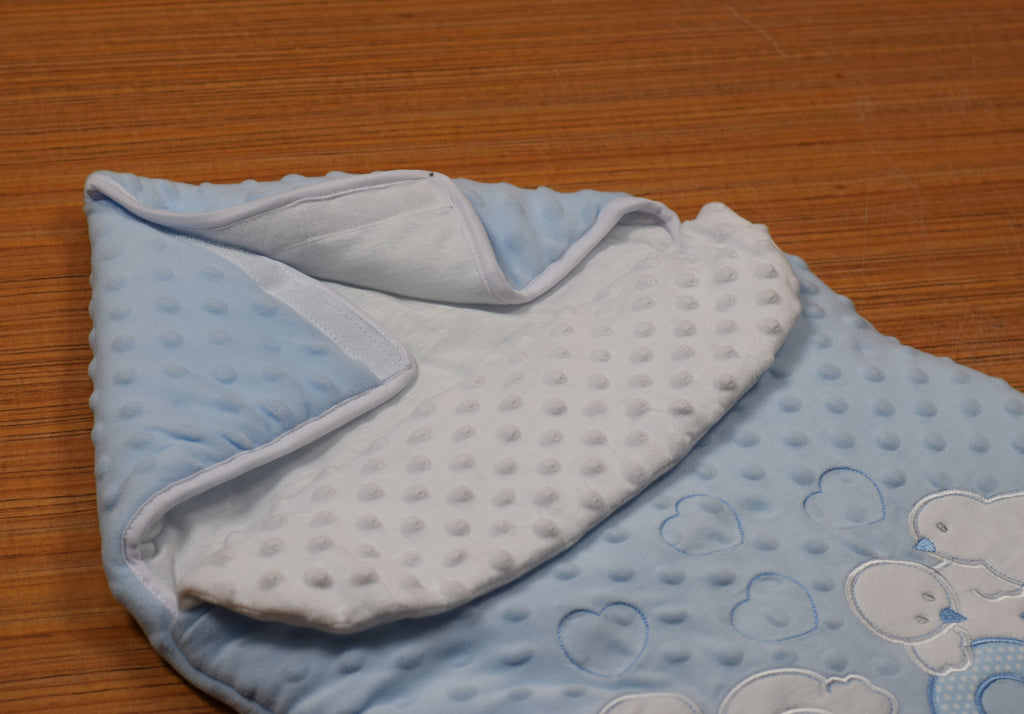 Ultra Soft Baby Blue Swaddle Blanket with Zipper & Velcro Fastening | Cozy Newborn Wrap Sleeping Bag