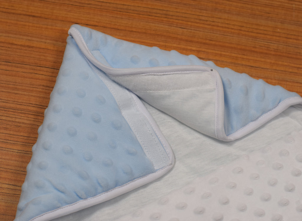 Ultra Soft Baby Blue Swaddle Blanket with Zipper & Velcro Fastening | Cozy Newborn Wrap Sleeping Bag