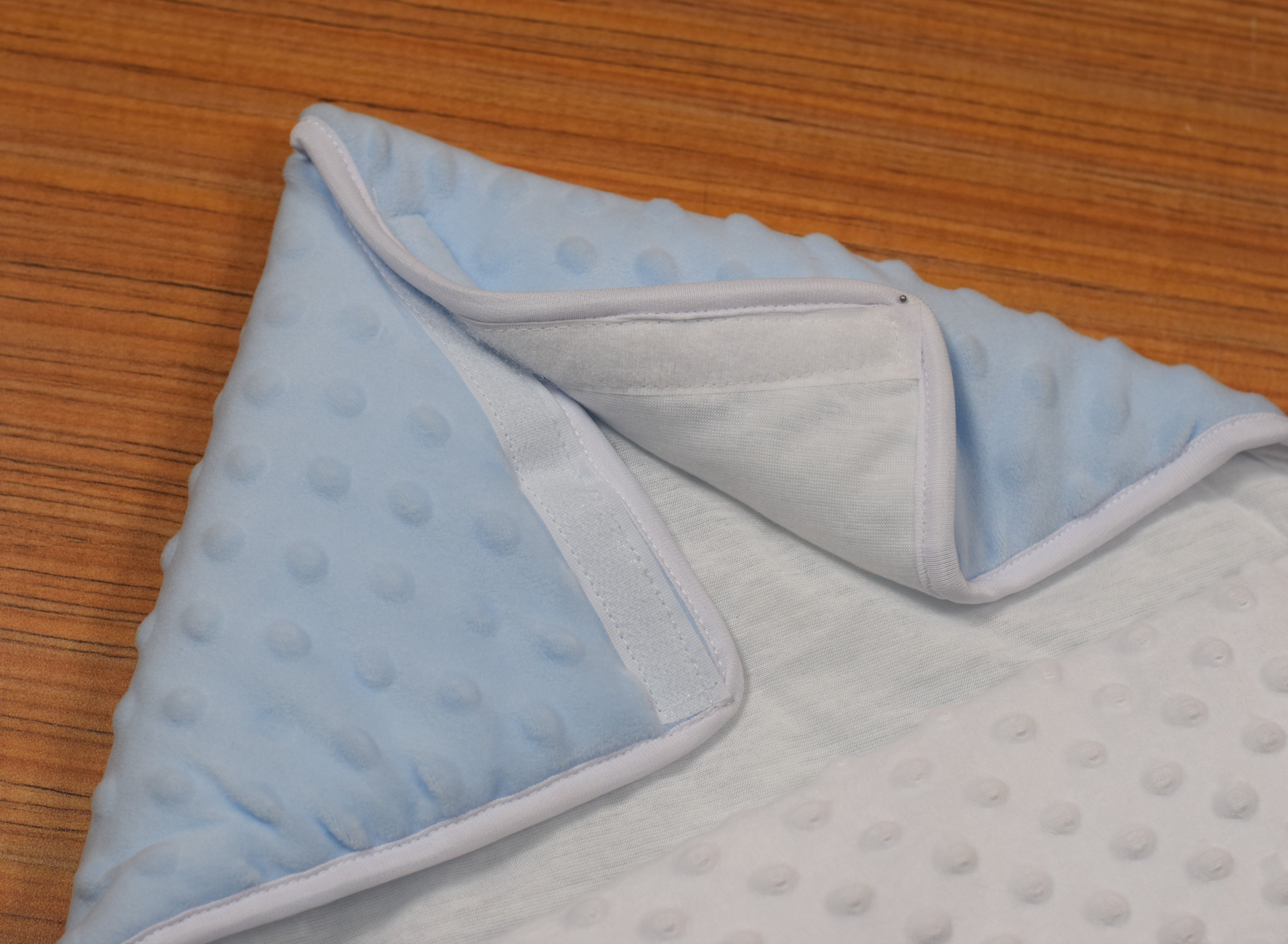 Ultra Soft Baby Blue Swaddle Blanket with Zipper & Velcro Fastening | Cozy Newborn Wrap Sleeping Bag