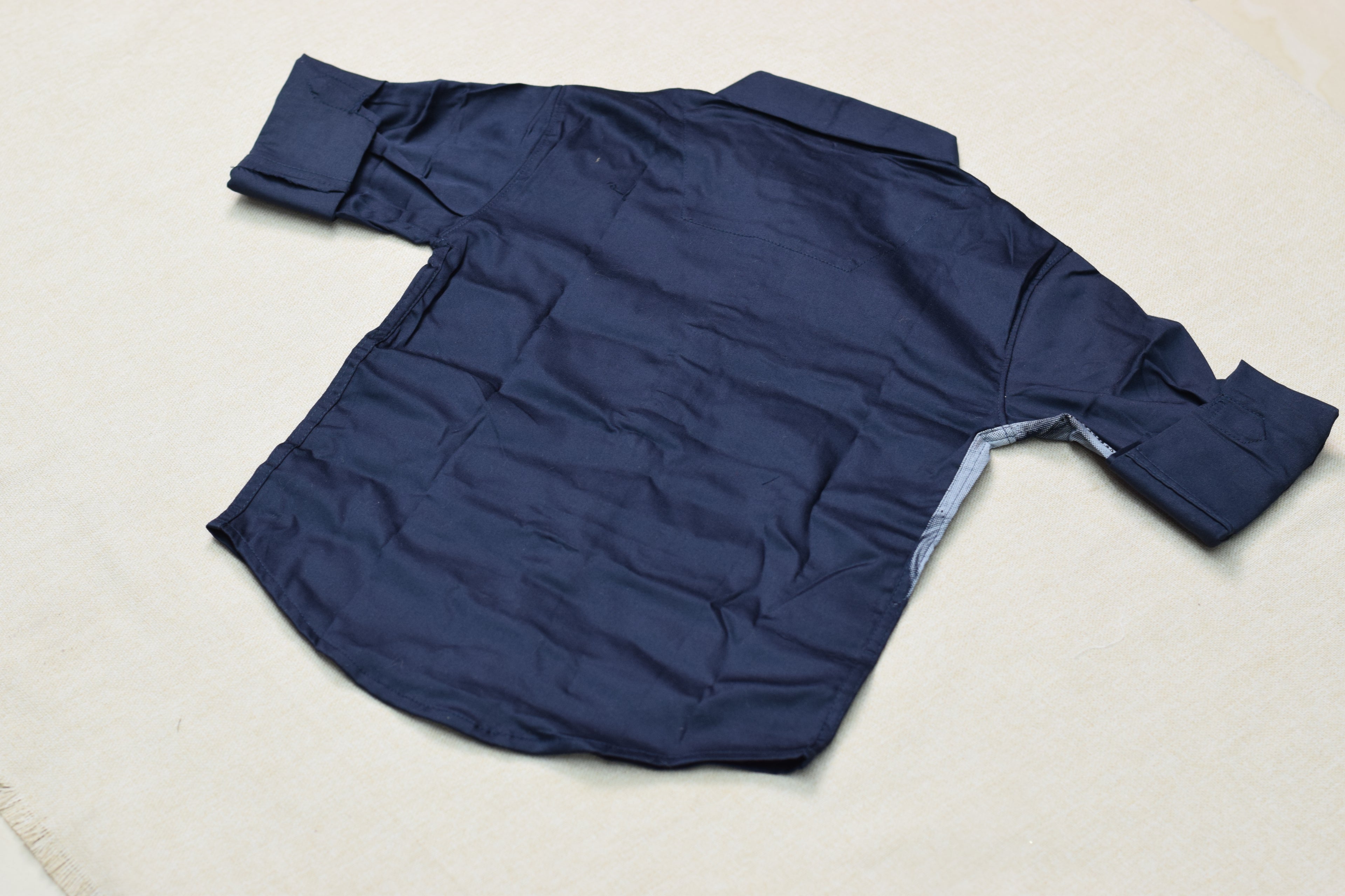 Kids Navy Blue Full Sleeve Lion Print Party Shirt
