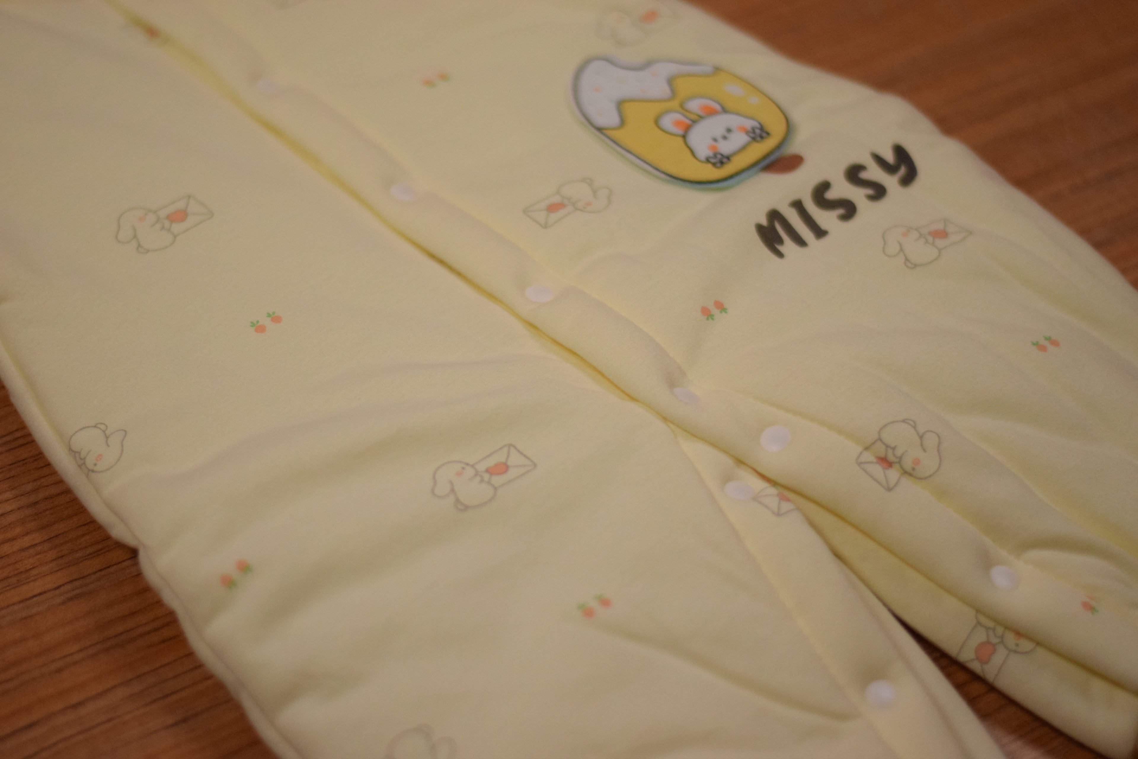 Imported Baby Winter Swaddle Romper with Button Closure – Soft Padded Full Sleeve Sleepsuit | Light Baby Yellow | 6–9 Months