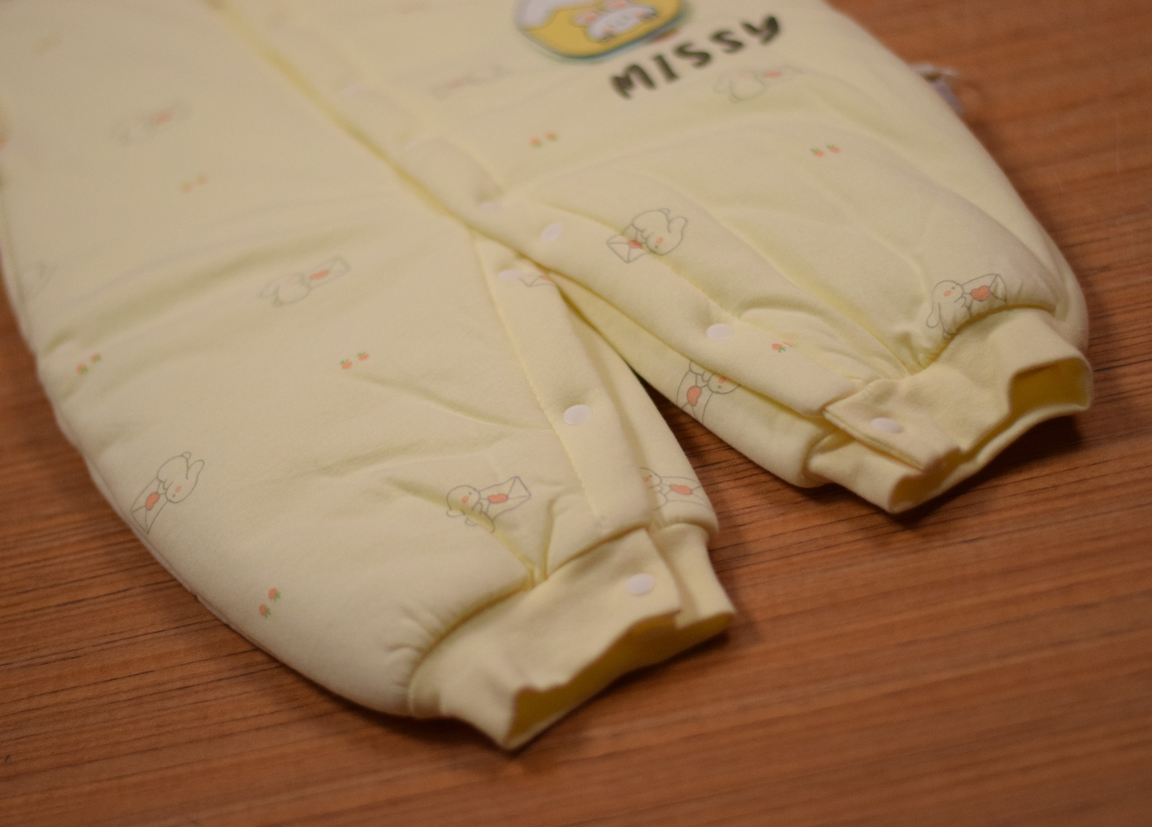 Imported Baby Winter Swaddle Romper with Button Closure – Soft Padded Full Sleeve Sleepsuit | Light Baby Yellow | 6–9 Months