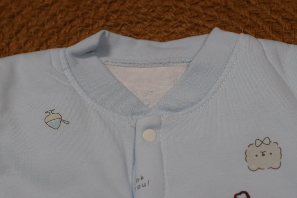 Imported Baby Winter Swaddle Romper with Button Closure – Light Baby Blue | Soft & Warm | 12–18 Months