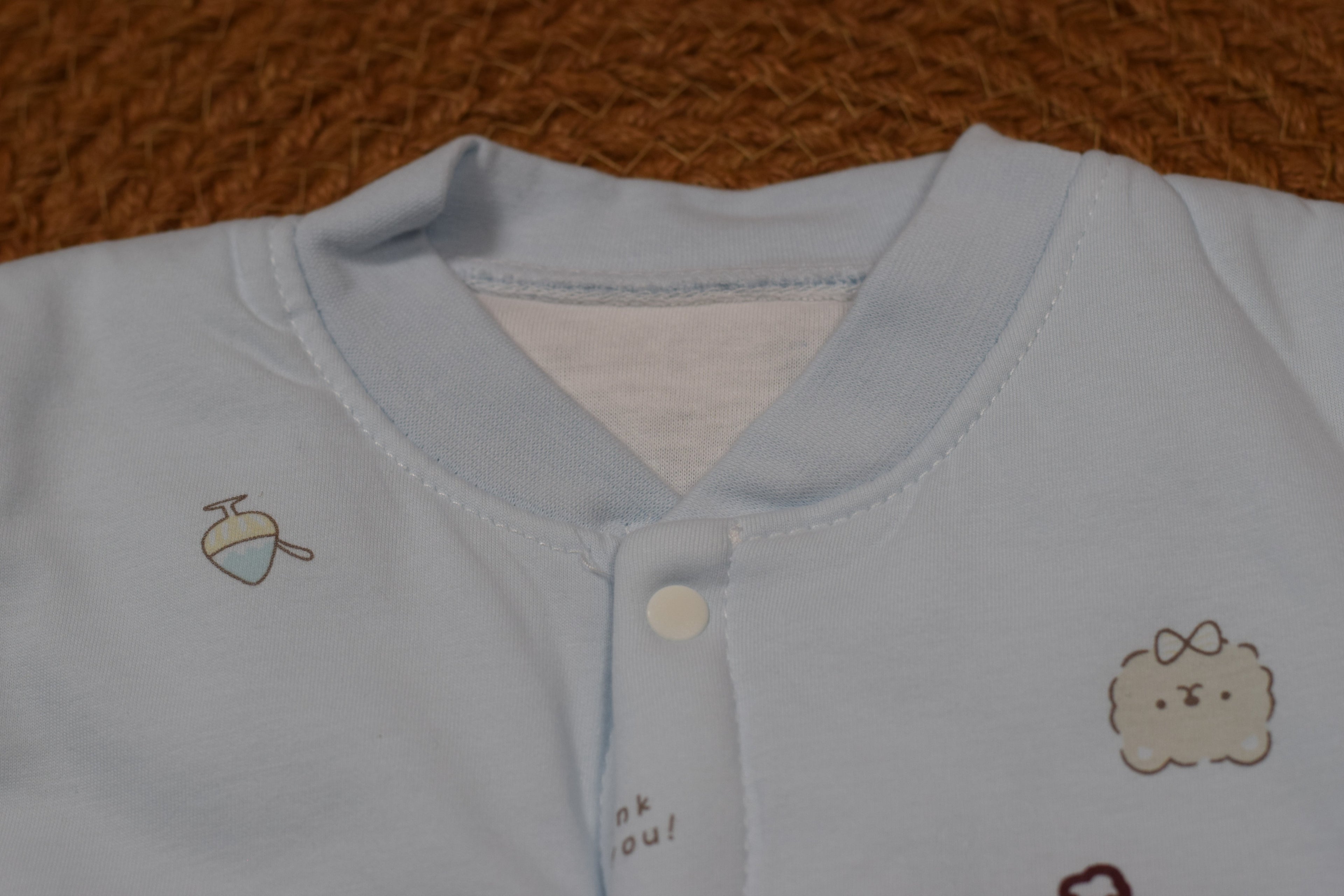 Imported Baby Winter Swaddle Romper with Button Closure – Light Baby Blue | Soft & Warm | 12–18 Months