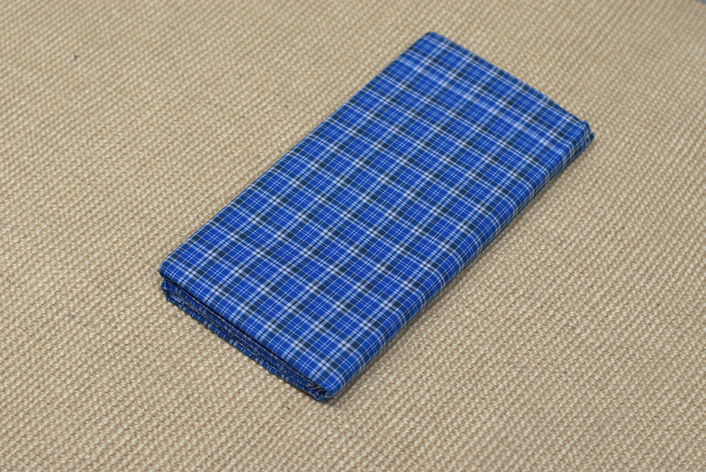Premium Cotton Blue Checked Kaili / Lungi - 2.10 Meters