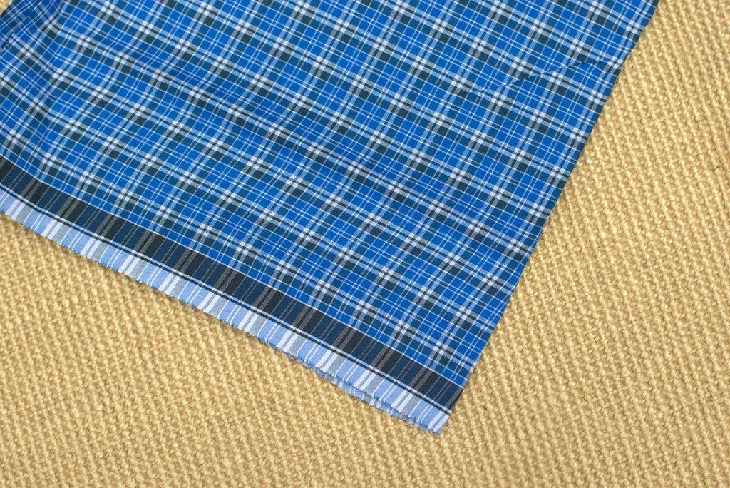 Premium Cotton Blue Checked Kaili / Lungi - 2.10 Meters