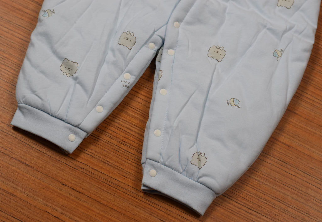 Imported Baby Winter Swaddle Romper with Button Closure – Light Baby Blue | Soft & Warm | 12–18 Months
