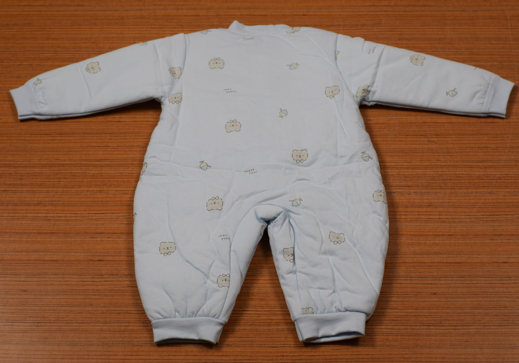 Imported Baby Winter Swaddle Romper with Button Closure – Light Baby Blue | Soft & Warm | 12–18 Months