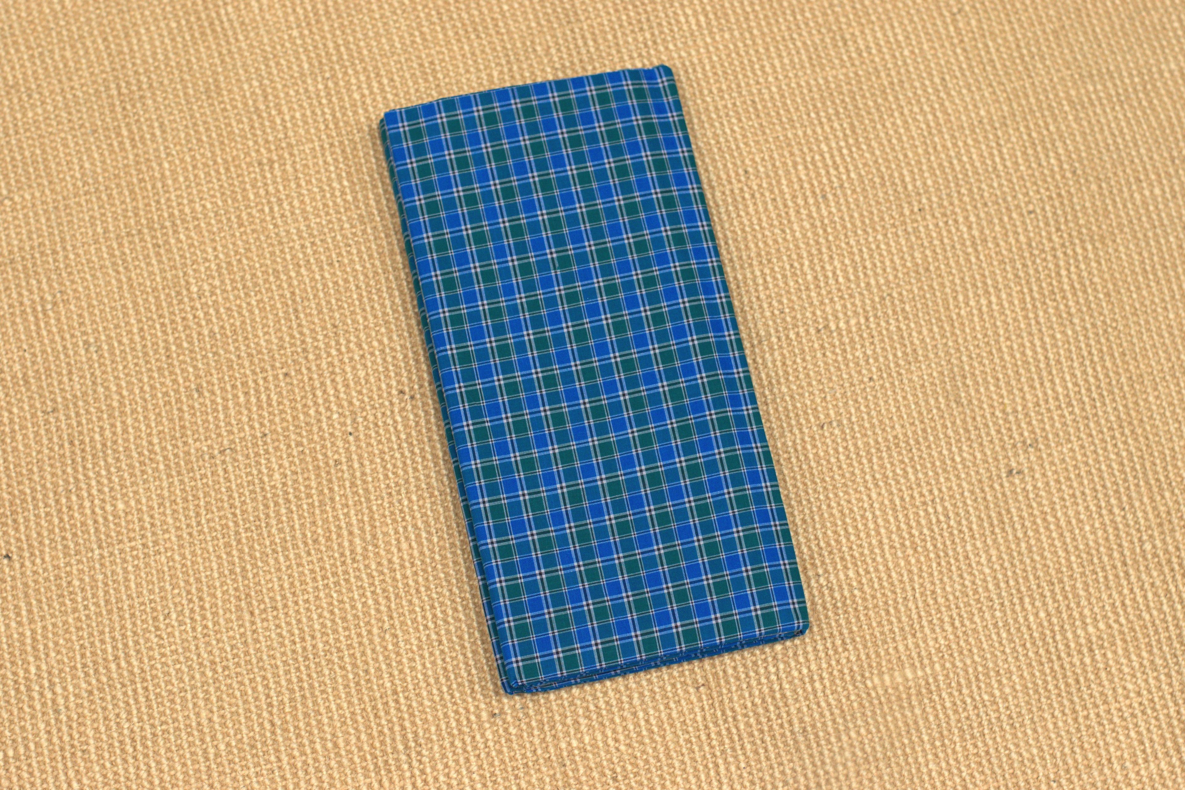 Premium Blue & Green Checkered Cotton Kaili / Lungi (2.10 Meters)