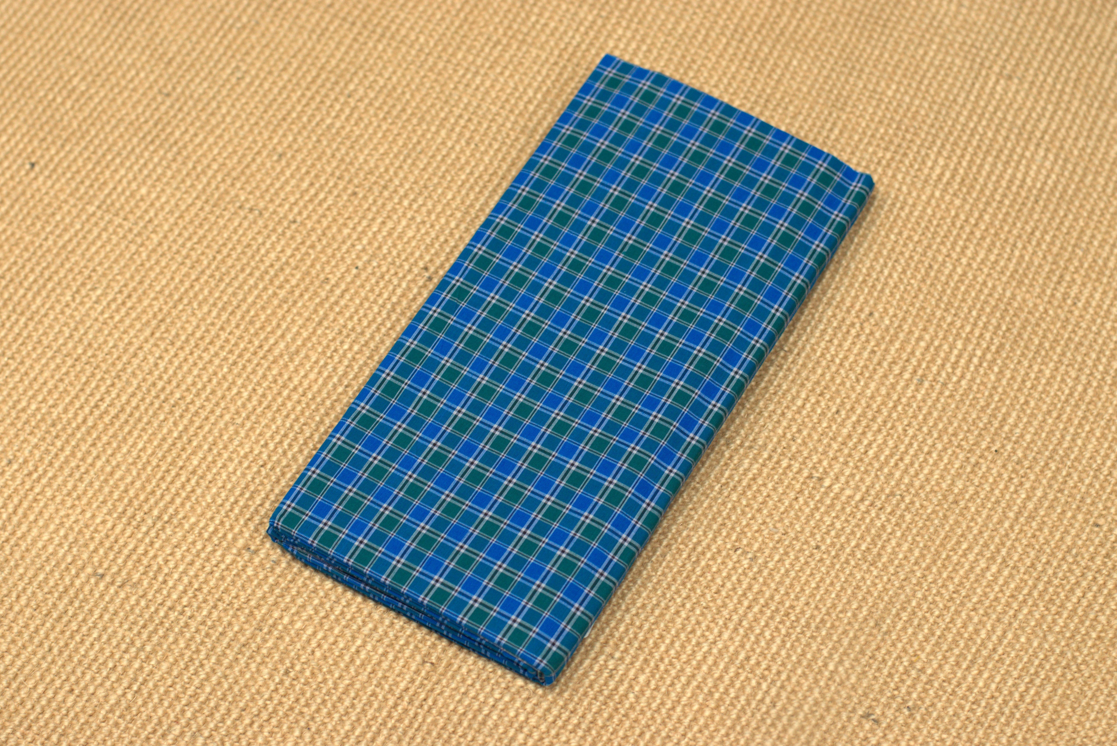 Premium Blue & Green Checkered Cotton Kaili / Lungi (2.10 Meters)