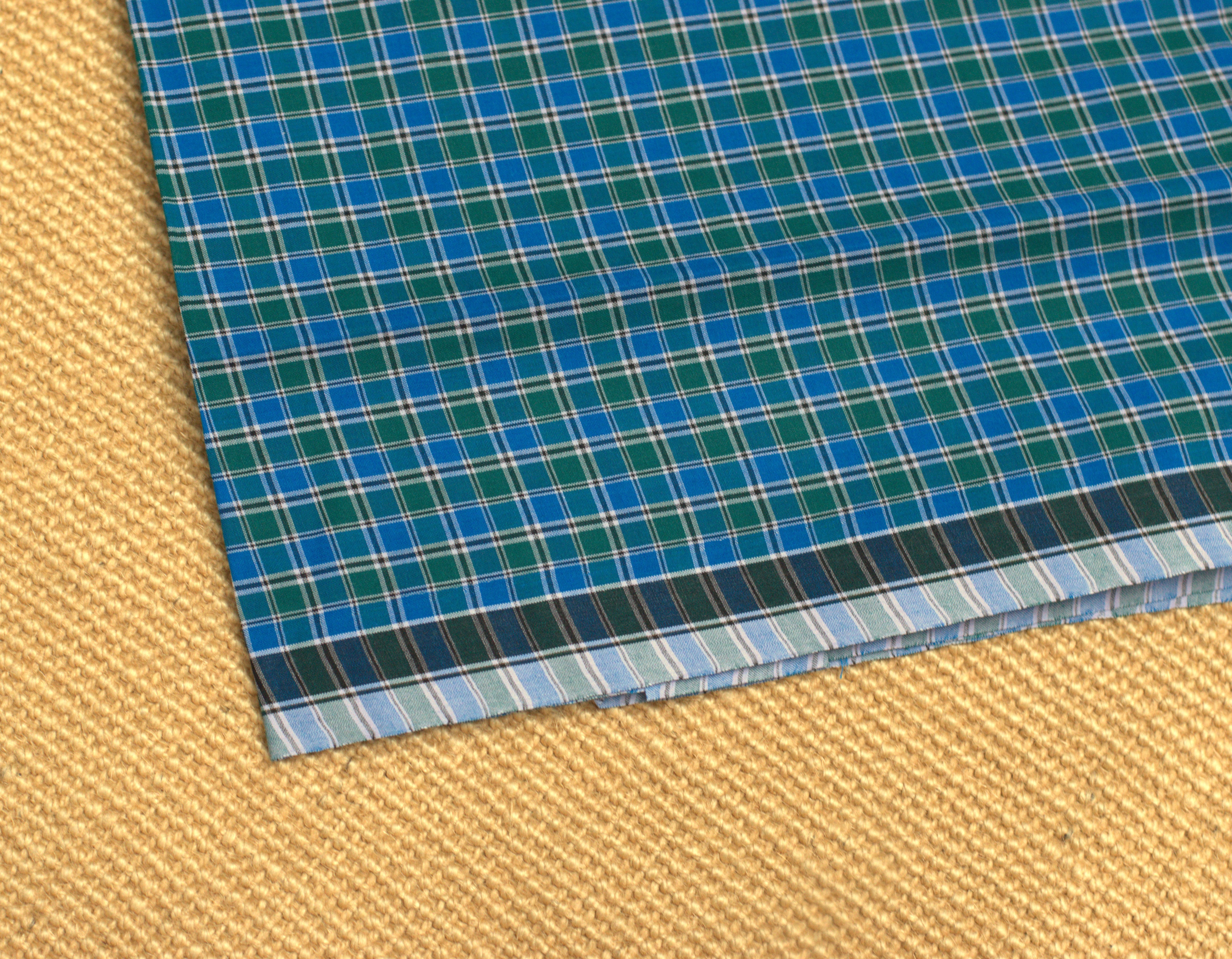 Premium Blue & Green Checkered Cotton Kaili / Lungi (2.10 Meters)