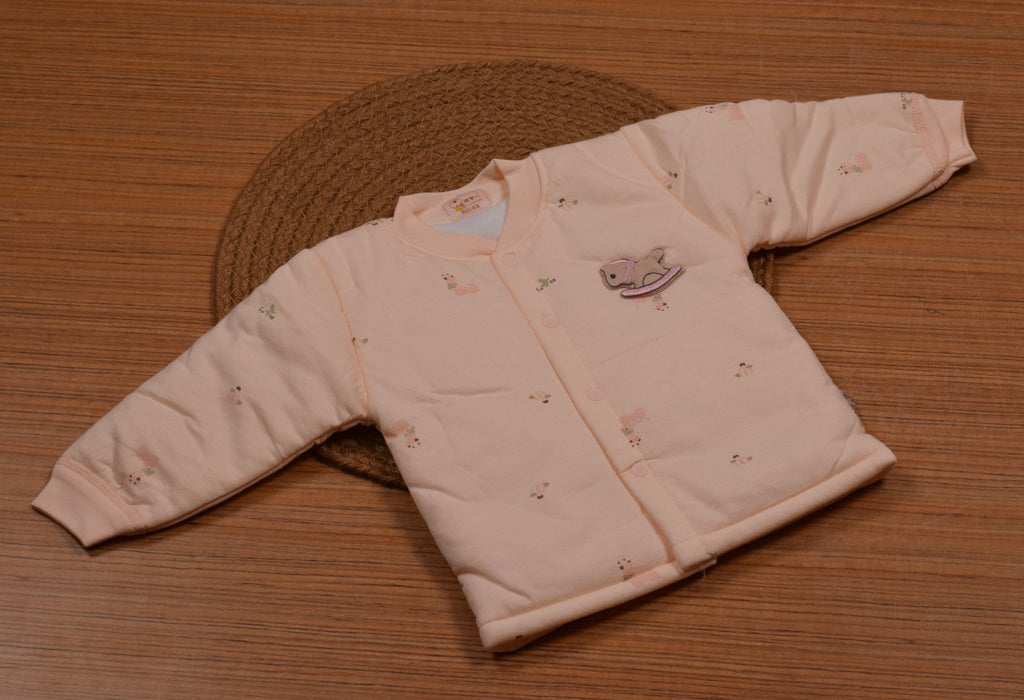 Imported Baby Winter Romper Set with Press Button Closure – Light Baby Peach (9–12 Months)