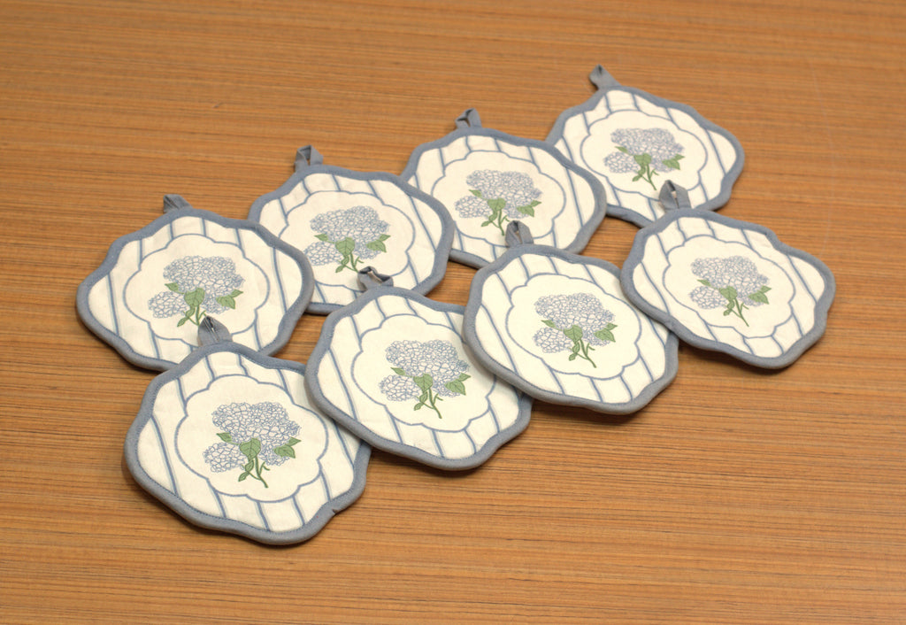 Floral Print Hot Pad / Pot Holder – Blue & White Decorative Kitchen Heat Pad