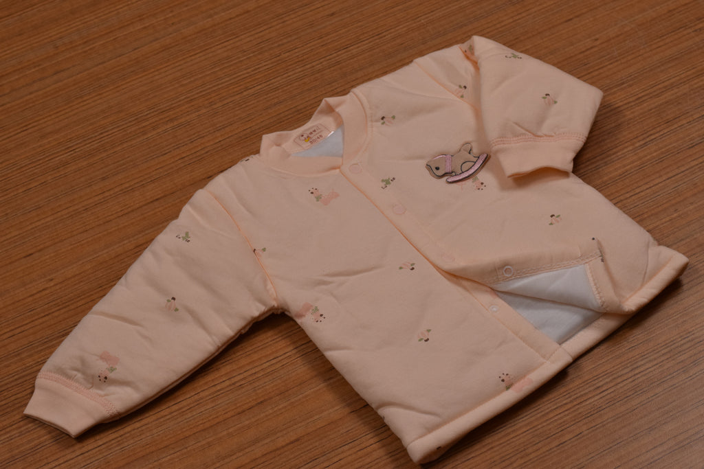 Imported Baby Winter Romper Set with Press Button Closure – Light Baby Peach (9–12 Months)